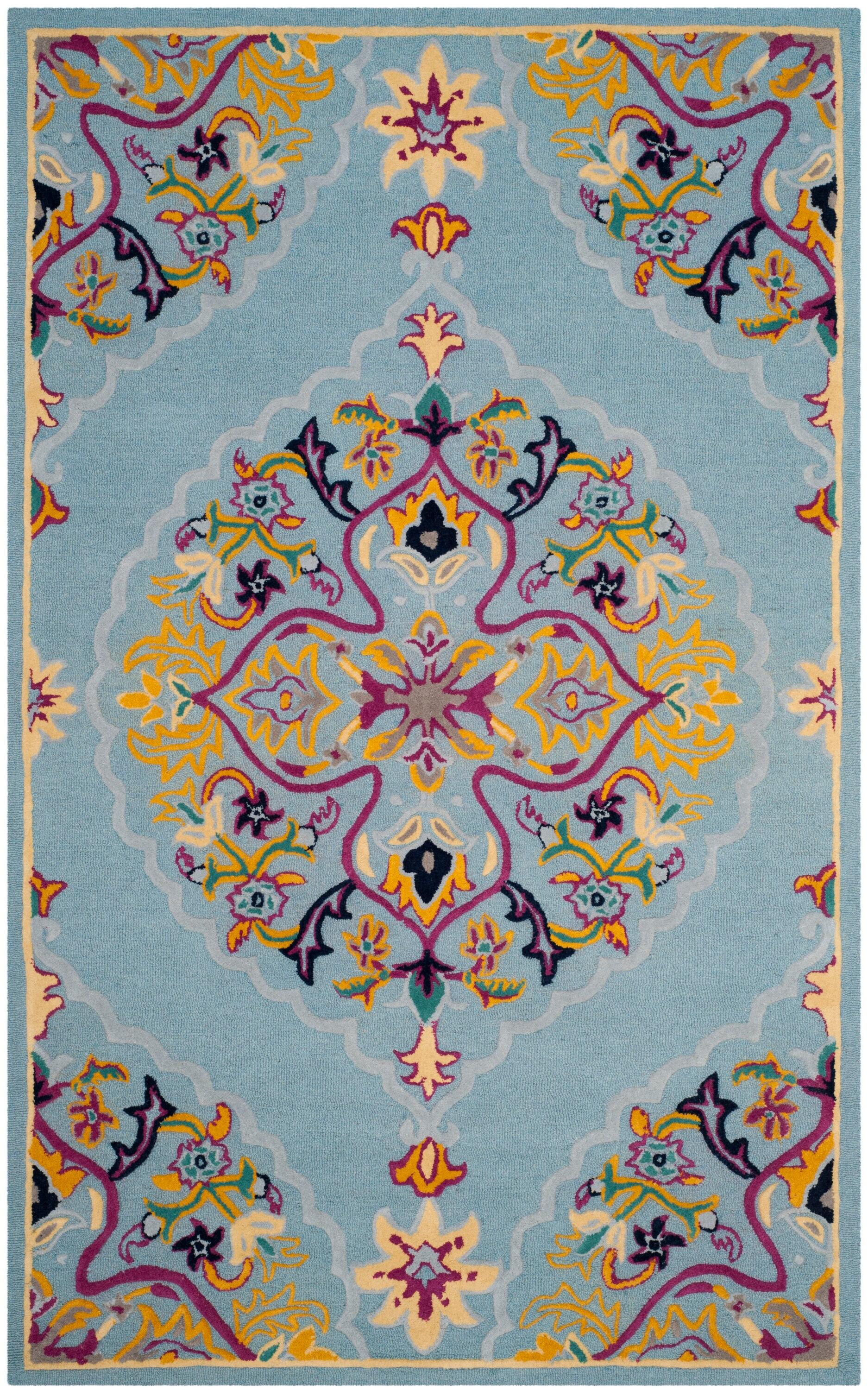 Bellagio BLG605 Hand Tufted Indoor Area Rug - Light Blue/Multi - 4'x6' - Safavieh