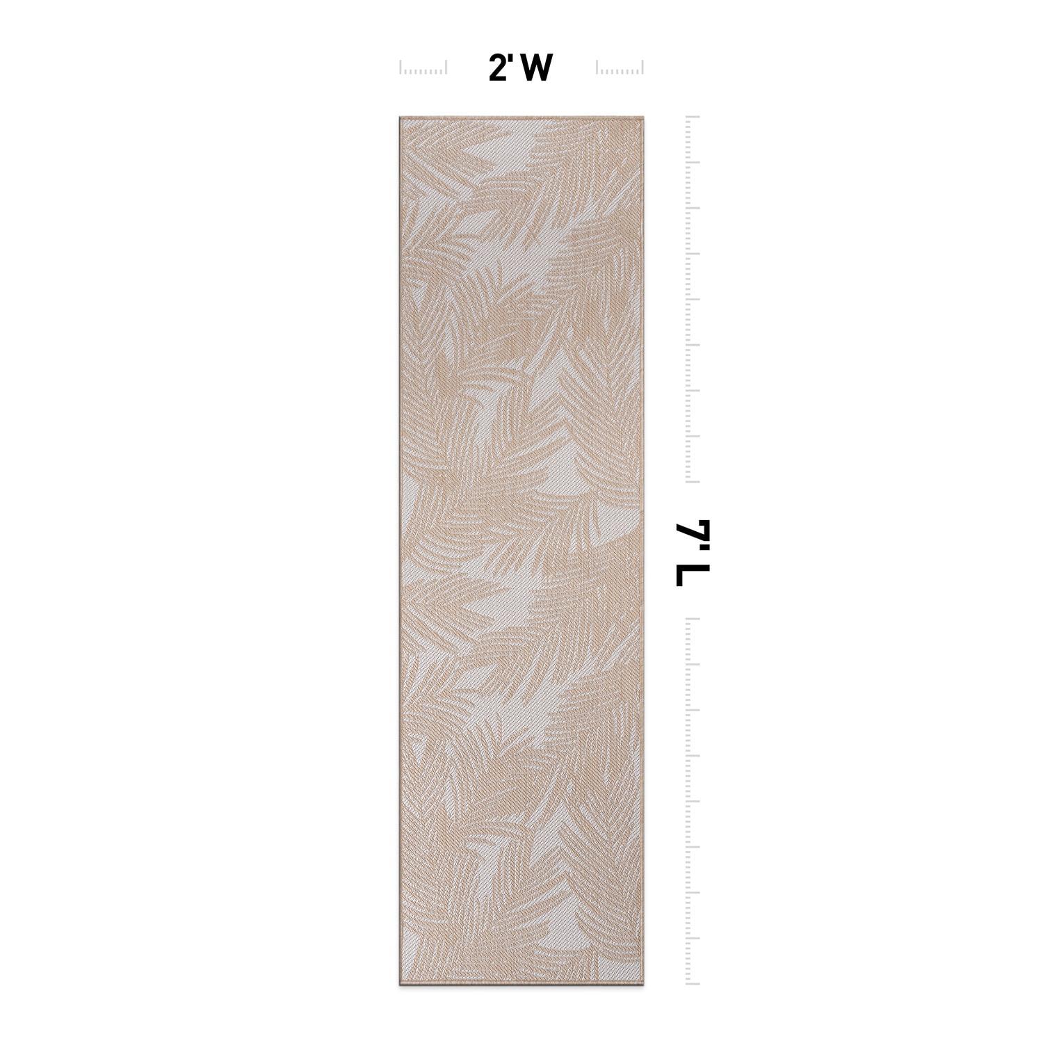 World Rug Gallery Contemporary Distressed Leaves Textured Flat Weave Indoor/Outdoor Area Rug - NATURAL 2'x7'