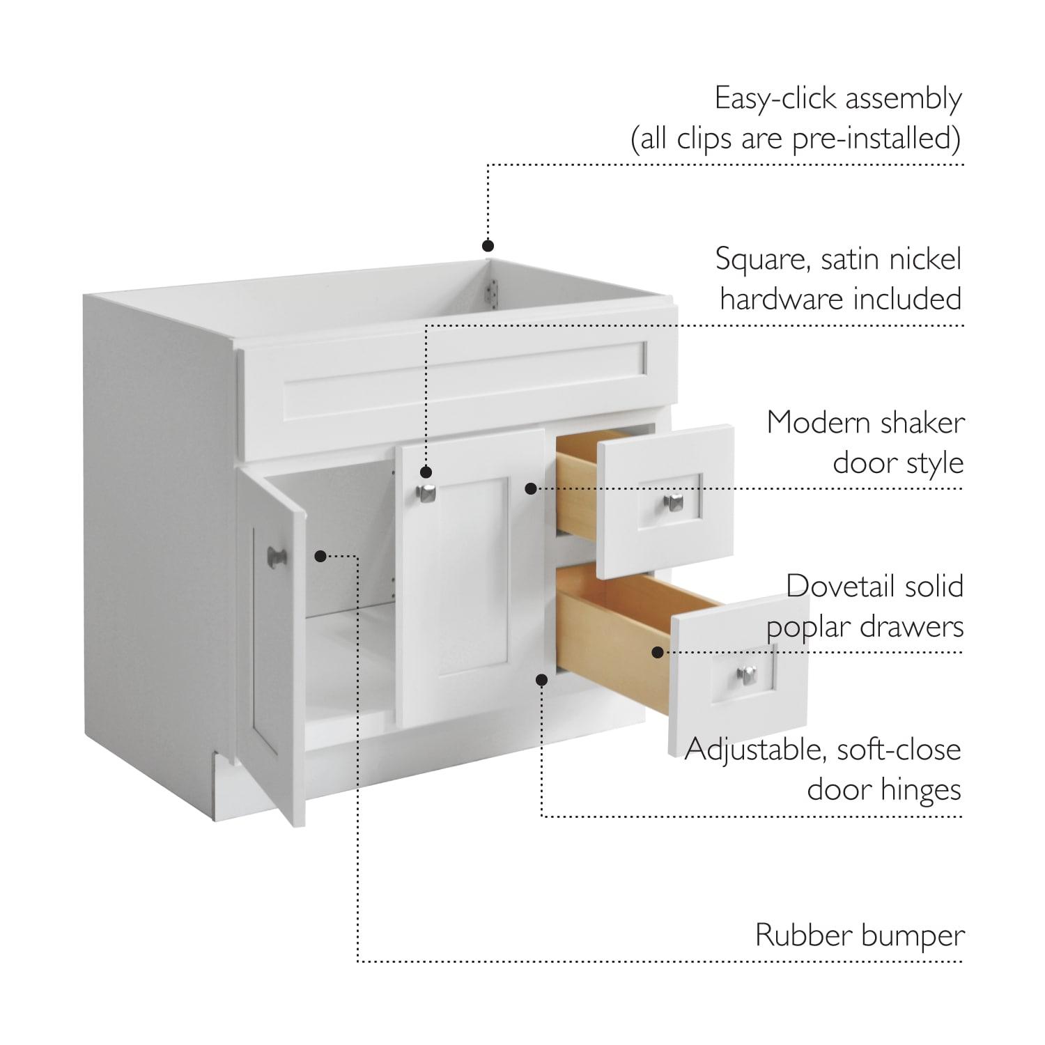 Design House Brookings 36 Inch Bathroom Vanity, Ready to Assemble, Solid Wood, Sherwin Williams – Design House, 587097