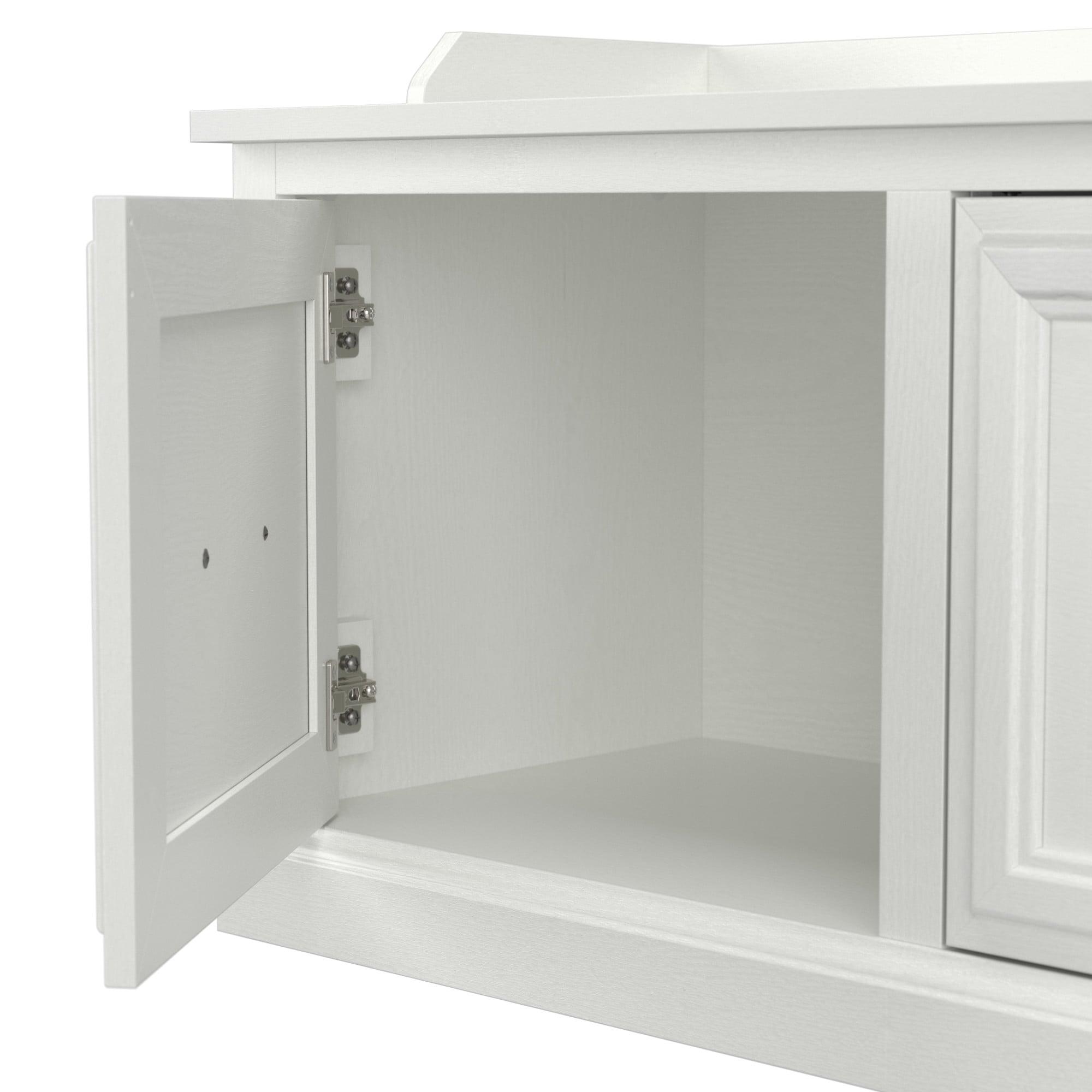 Woodland 40W Shoe Storage Bench with Doors in White Ash - Engineered Wood
