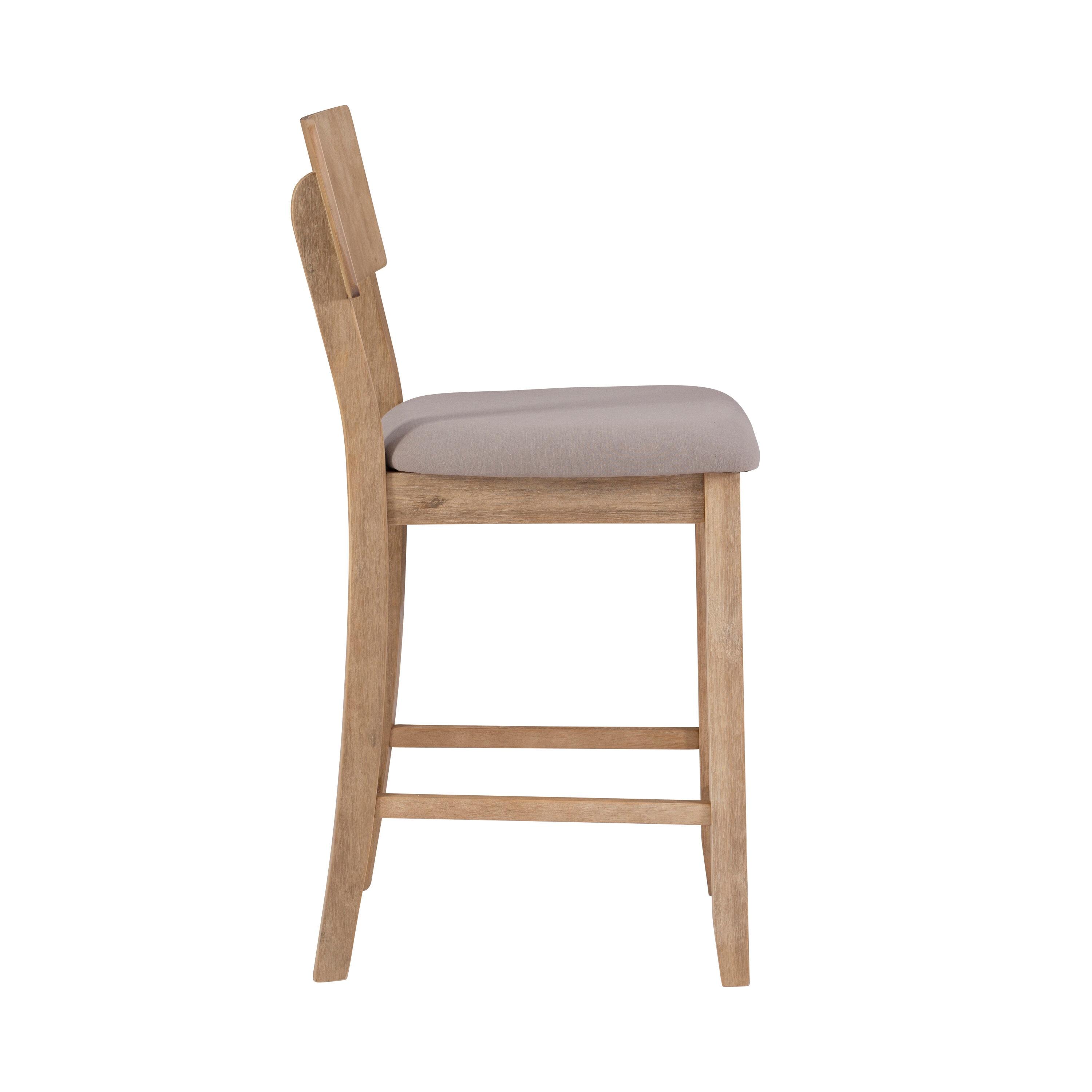 24" Jordan Padded Seat Upholstery Counter Height Barstool Light Gray - Linon: Scandinavian Style, Wood Legs, Polyester