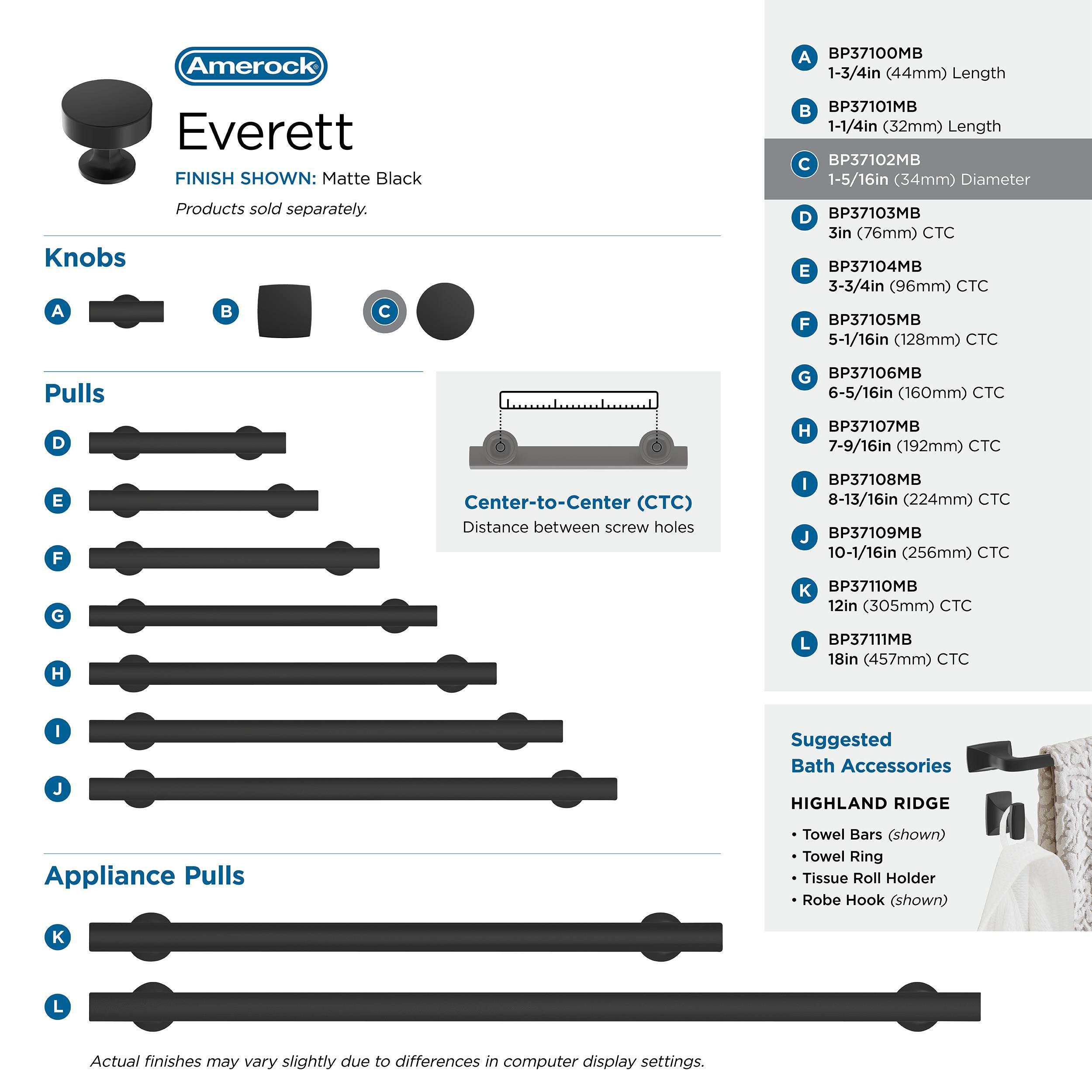 Everett 1 5/16" Diameter Round Knob