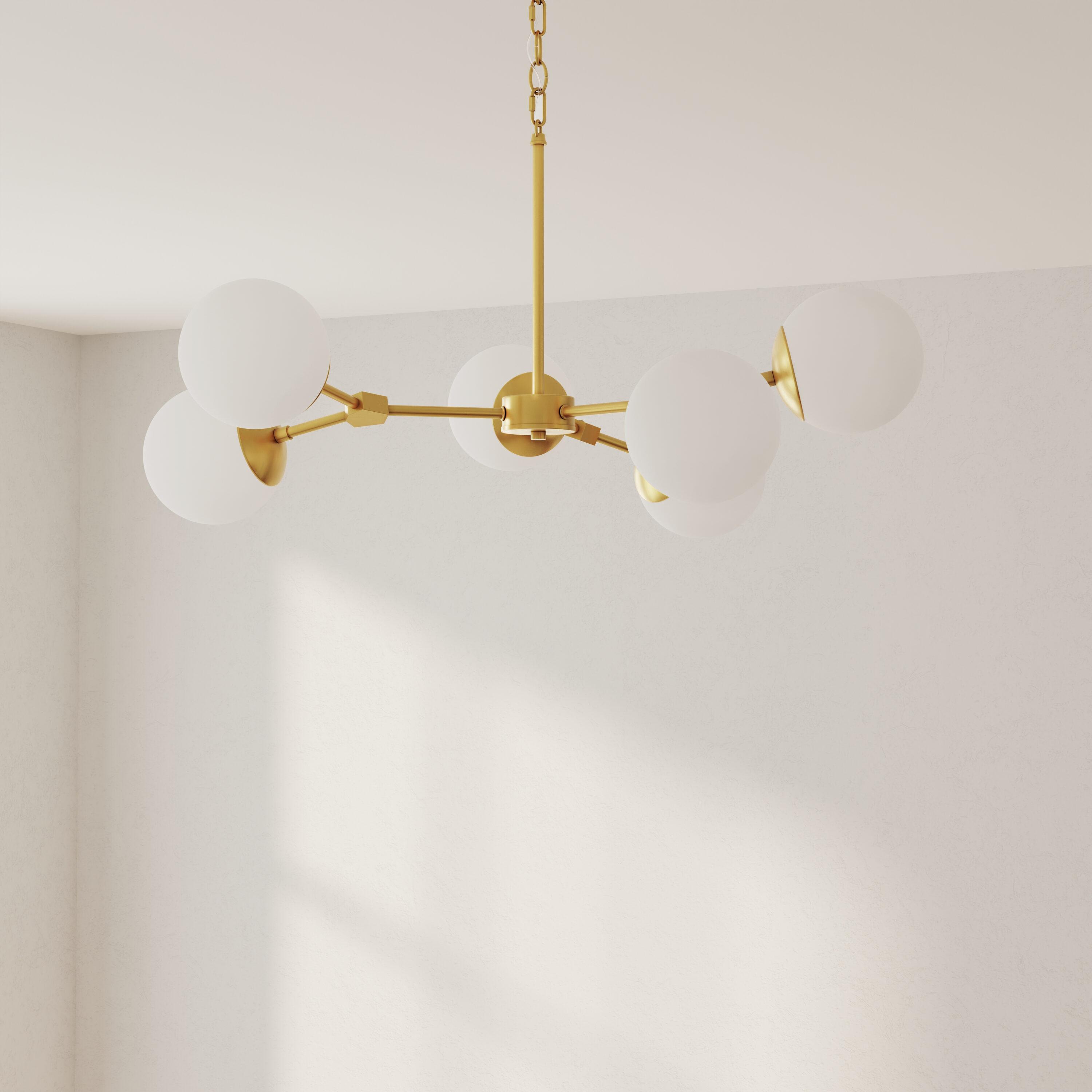 Progress Lighting Haas 6-Light Chandelier, Brushed Bronze, Etched Opal Glass, Design Series