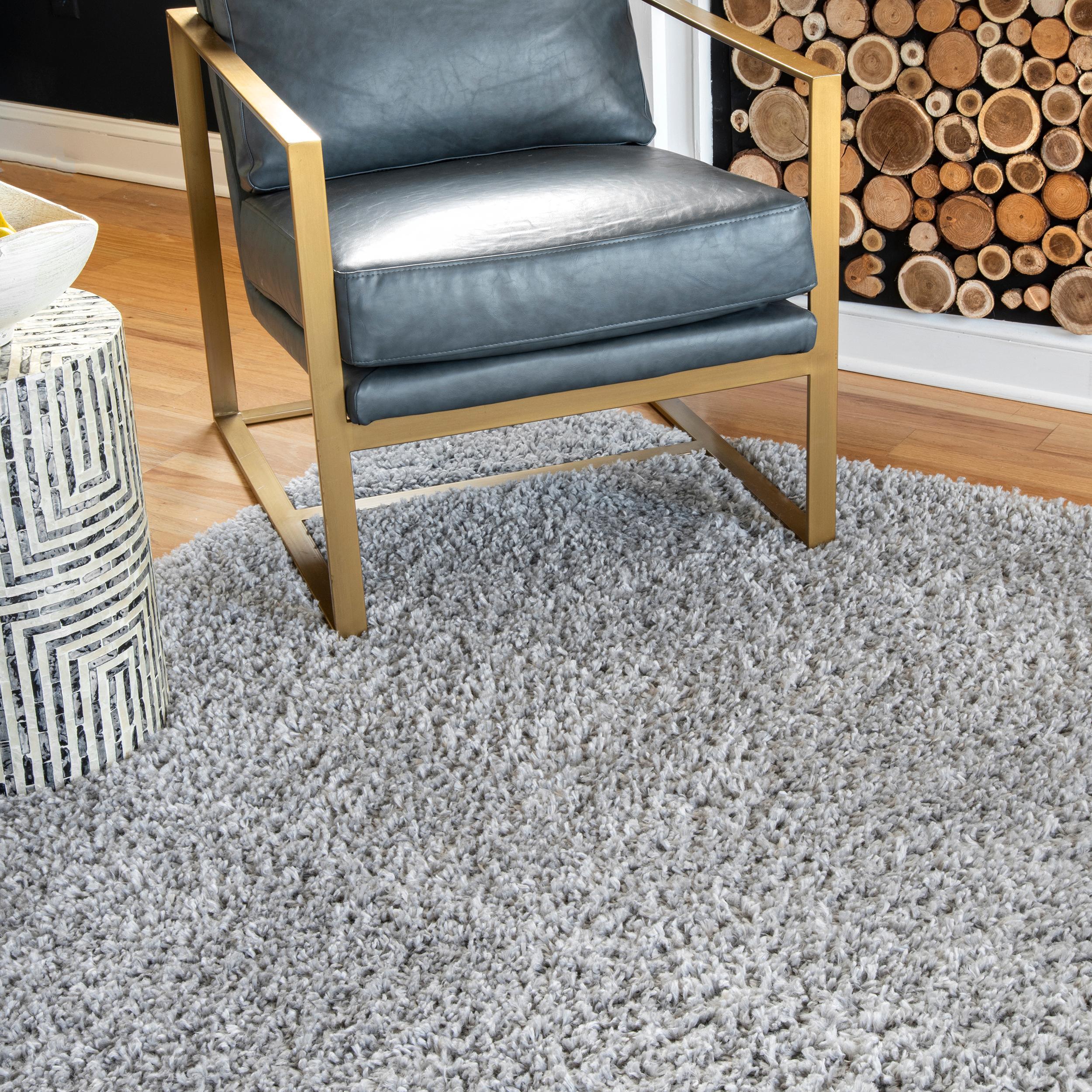 Nuloom Kara Solid 2x8 Runner Shag Indoor Area Rug for Living Room Bedroom Dining Room Nursery Entryway Hallway, Grey/Ivory