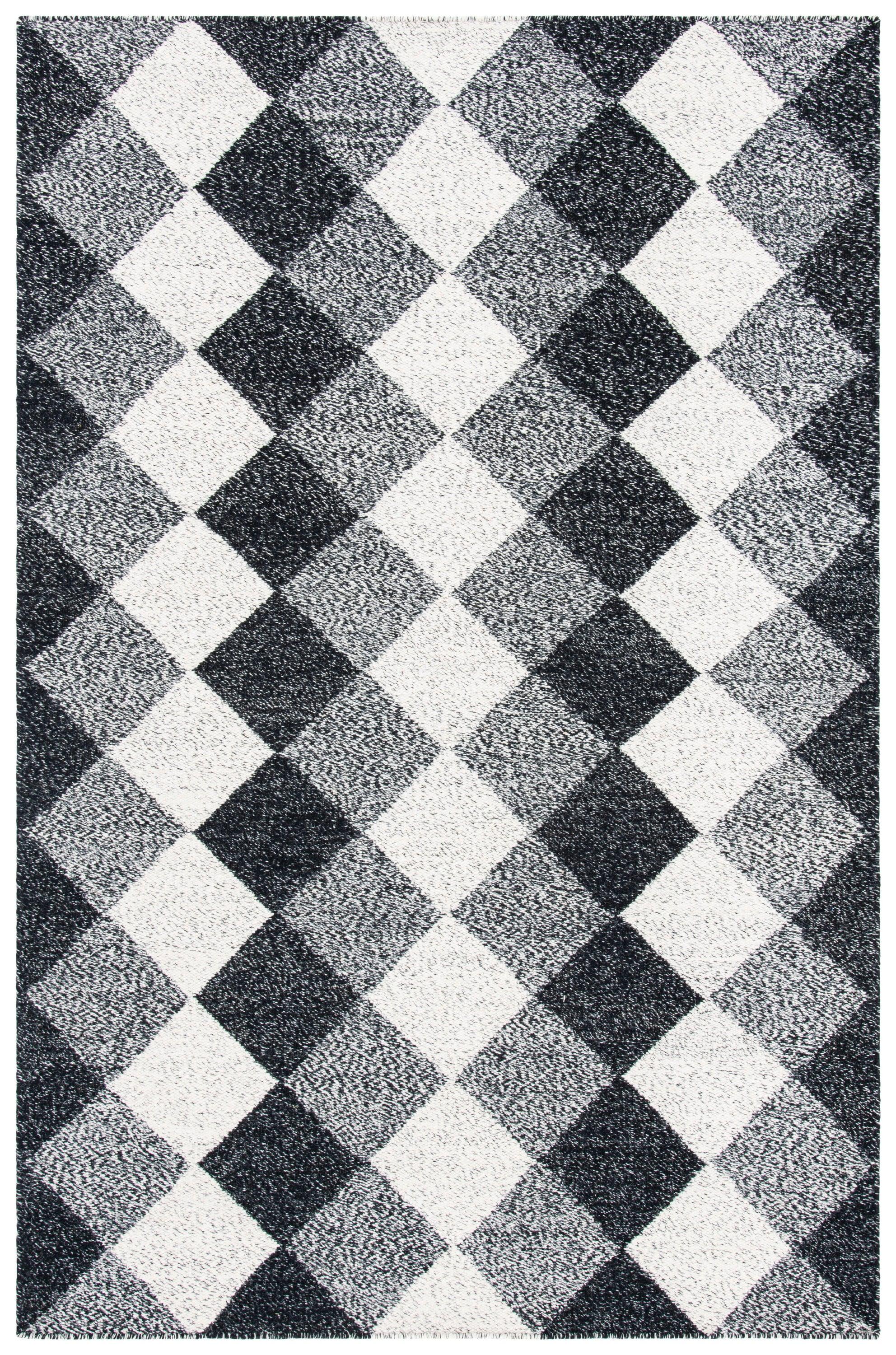 Kilim KLM152 Hand Woven Area Rug - Black/Ivory - 4'x6' - Safavieh.