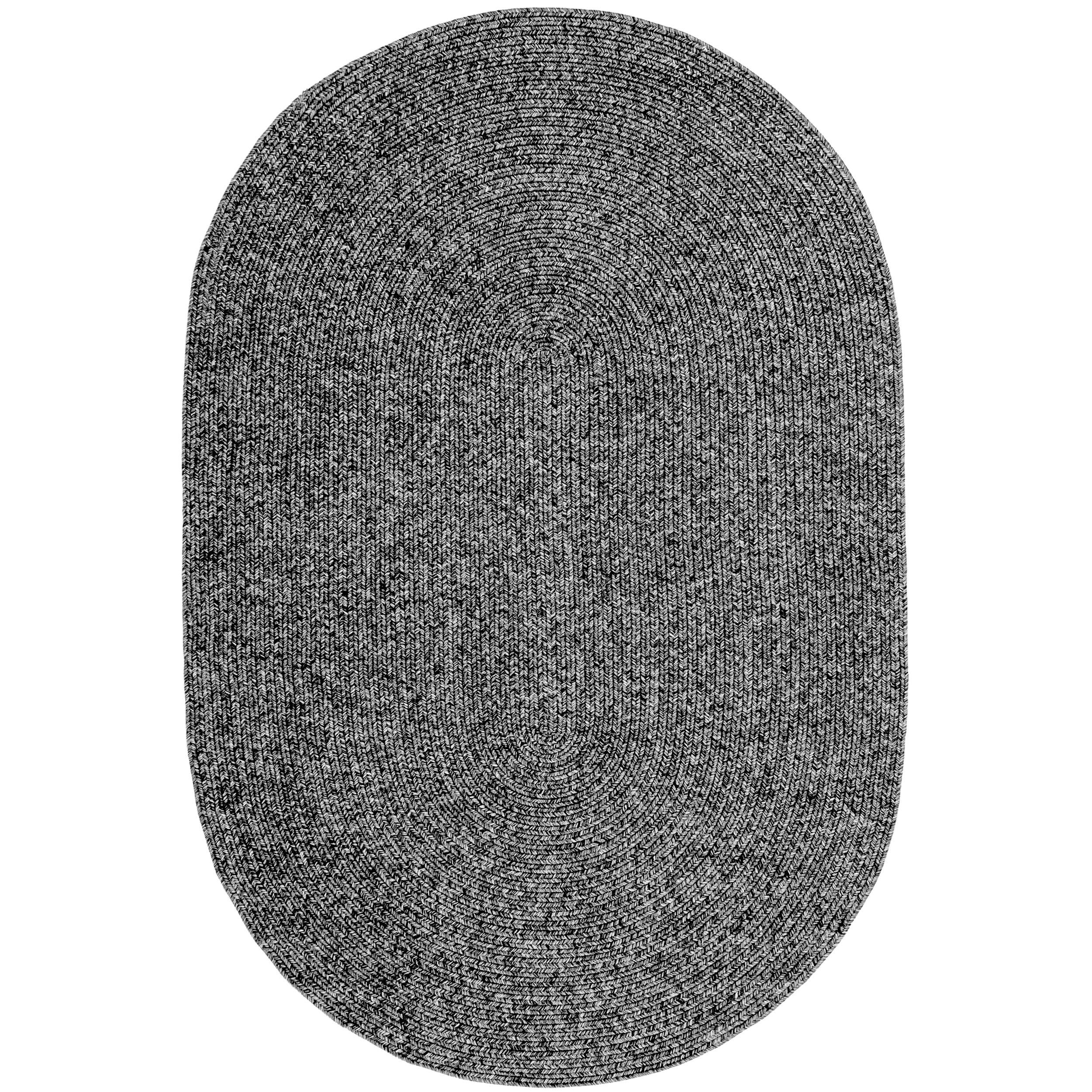 Charcoal Braided Oval 4' x 6' Synthetic Rug