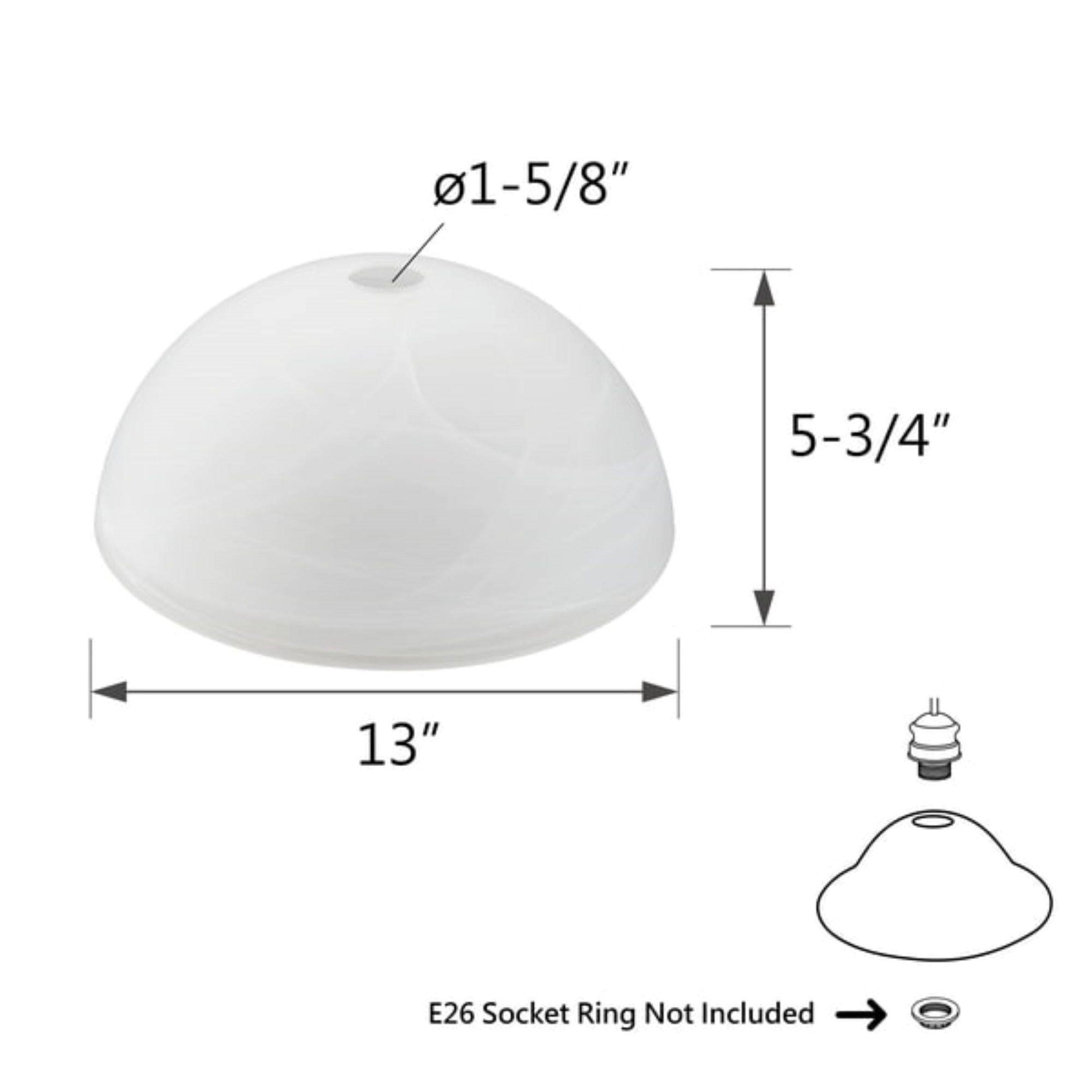 Aspen Creative 23516-21,Albaster Glass Shade for Medium Base Socket Torchiere Lamp, Swag Lamp and Pendant,13" Diameter x 5-3/4" High.