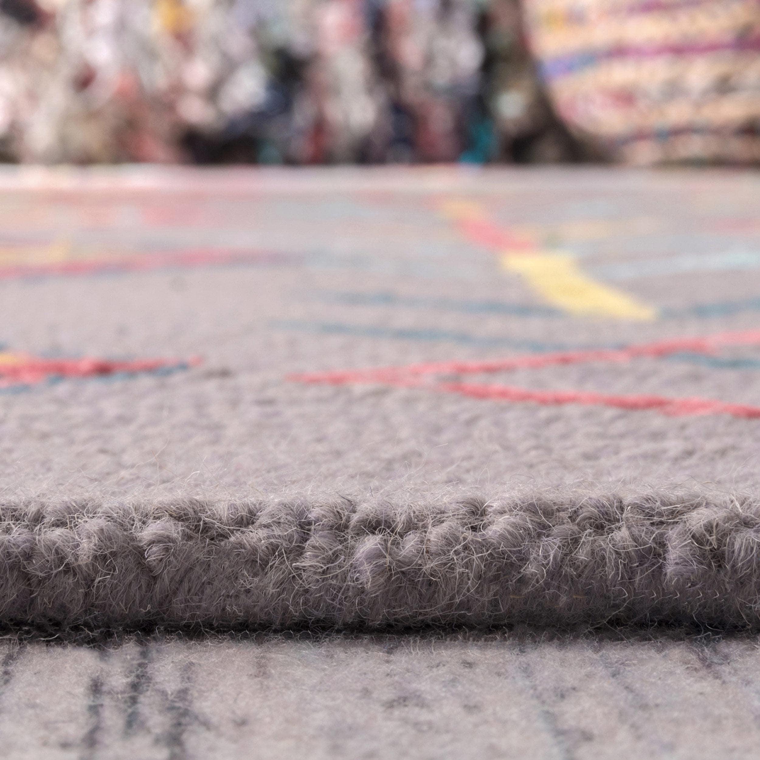 Gray Wool and Viscose Handmade Tufted Runner Rug