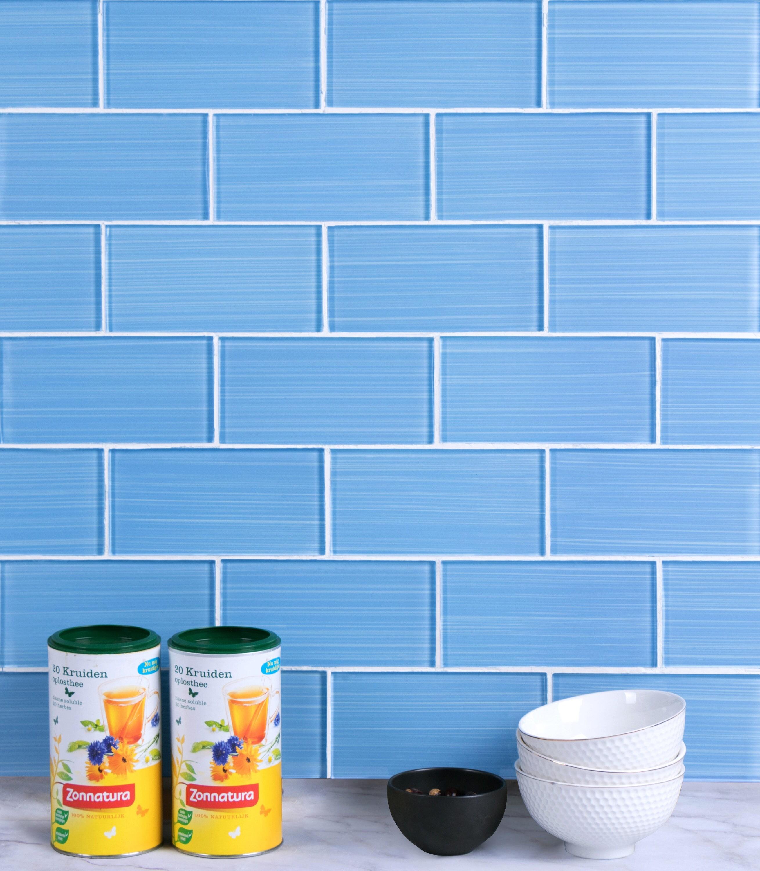 Premium Hand Painted 3" x 6" Straight Edge Glass Mosaic Subway Tile