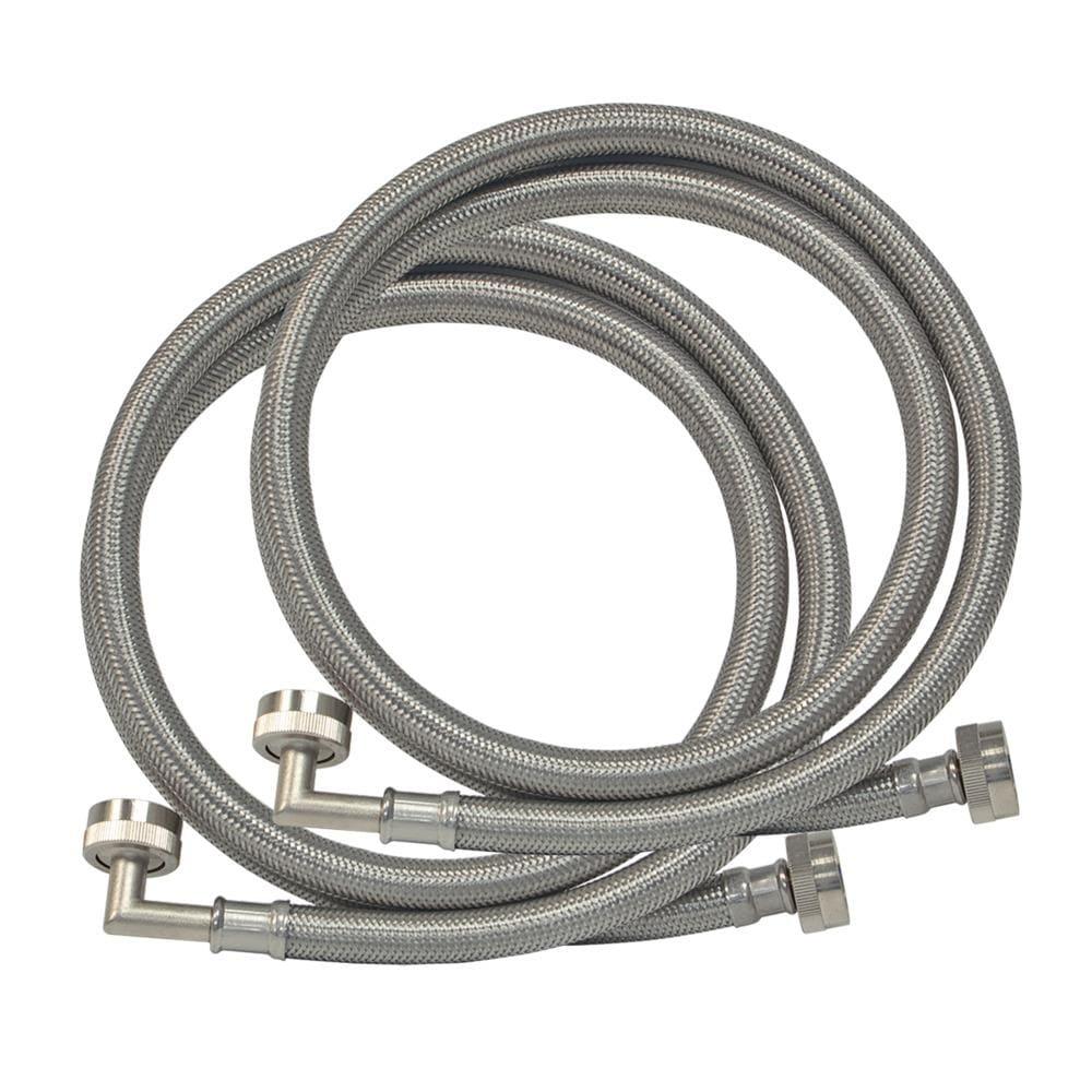 4-Foot Stainless Steel Washing Machine Hose with 90 Degree Elbow