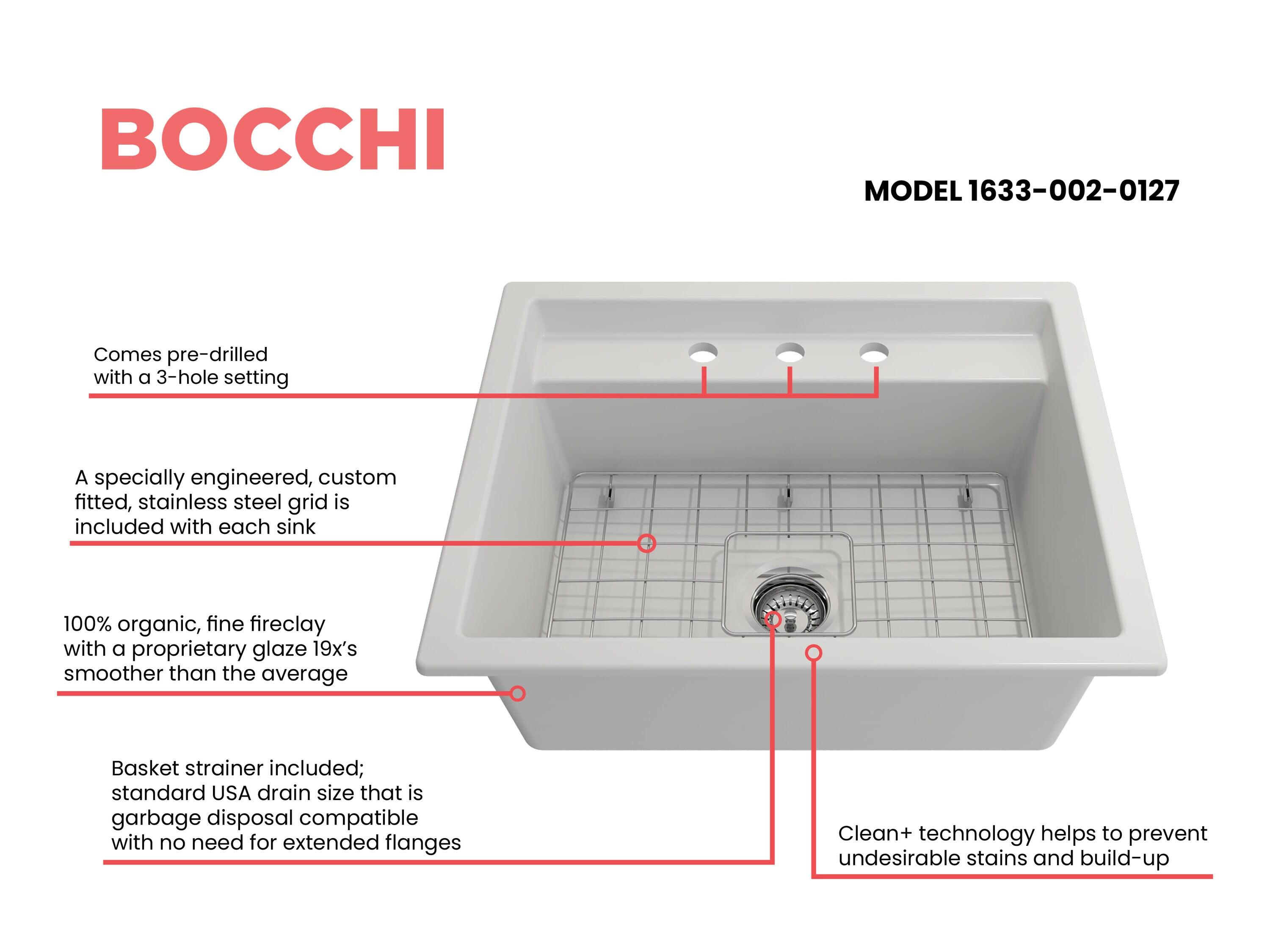 Baveno 27'' L Dual Mount Single Bowl Fireclay Kitchen Sink