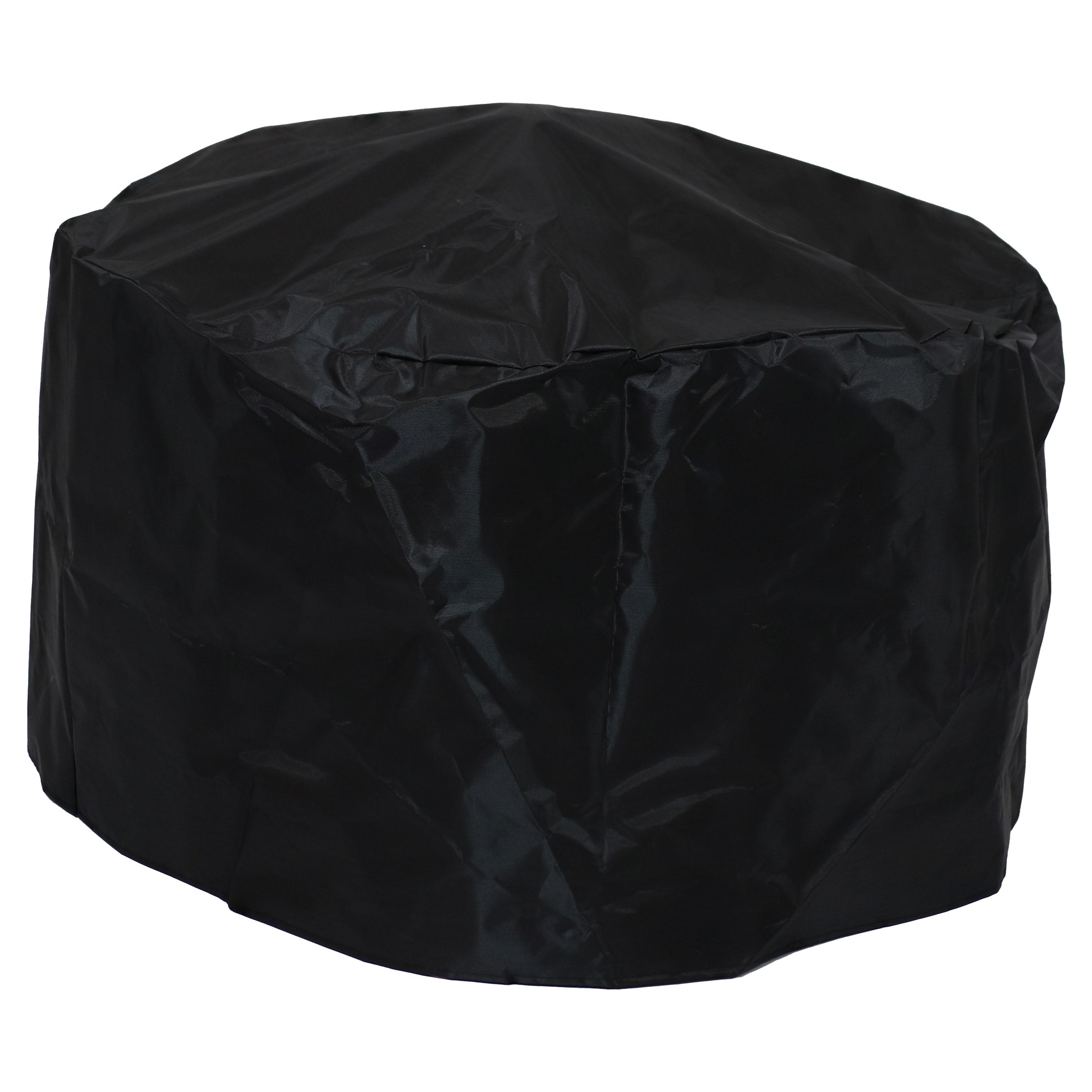 Sunnydaze Steel Fire Pit with Bronze Trapezoid Pattern and PVC Cover - 24.5" Round - Black