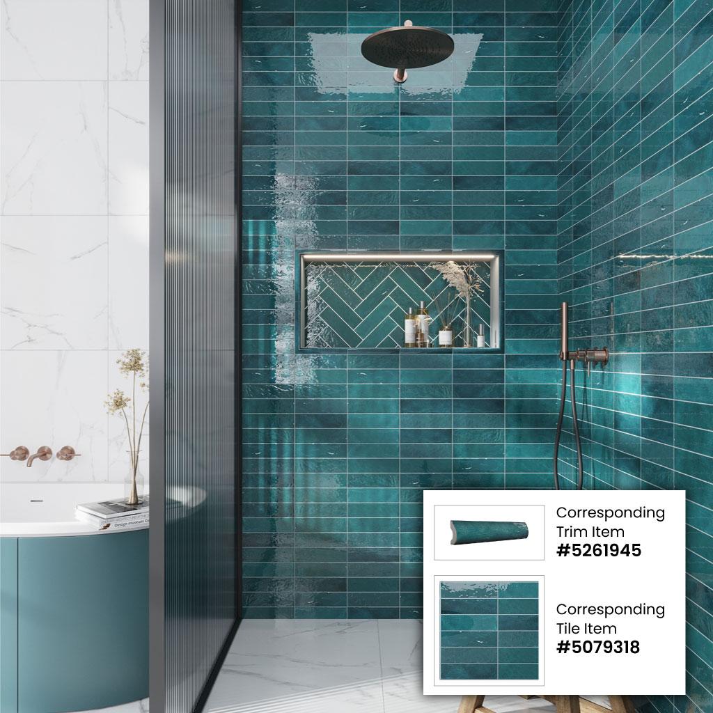 Apollo Tile  10 pack 1-in W x 8-in L Ceramic Glossy Pencil Bullnose Tile Trim (0.556 Sq ft/case)