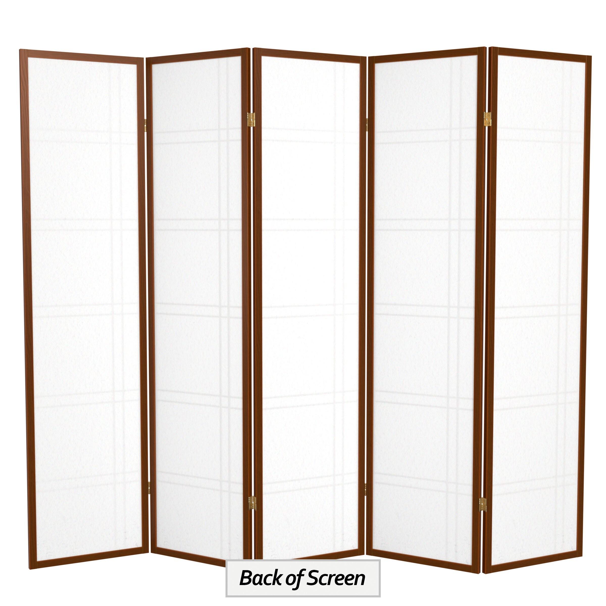 6 ft. Tall Double Cross Shoji Screen - Walnut (5 Panels)