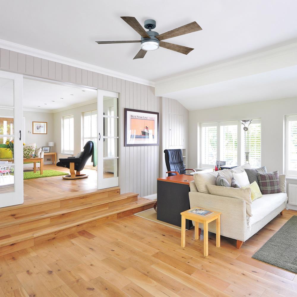 Wynd 5 - Blade Outdoor /Indoor Smart Ceiling Fan with Remote Control and LED Light Kit Included