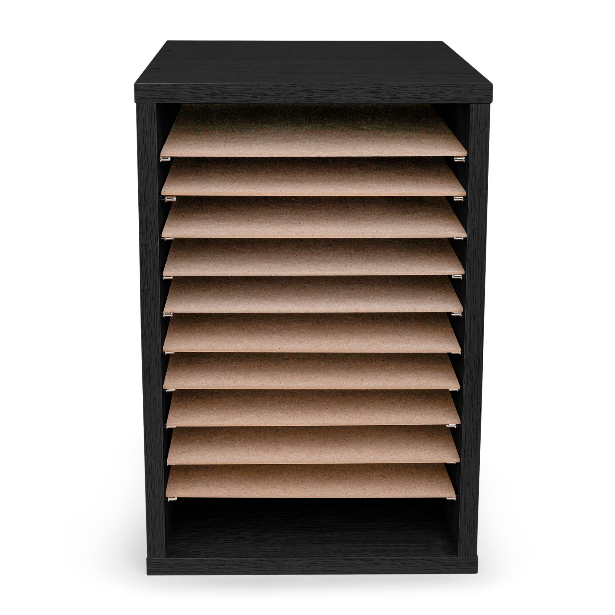 AdirOffice 500 Series 11 Compartment Wooden Literature Organizer 10.75" x 11.8" Black (500-11-BLK)