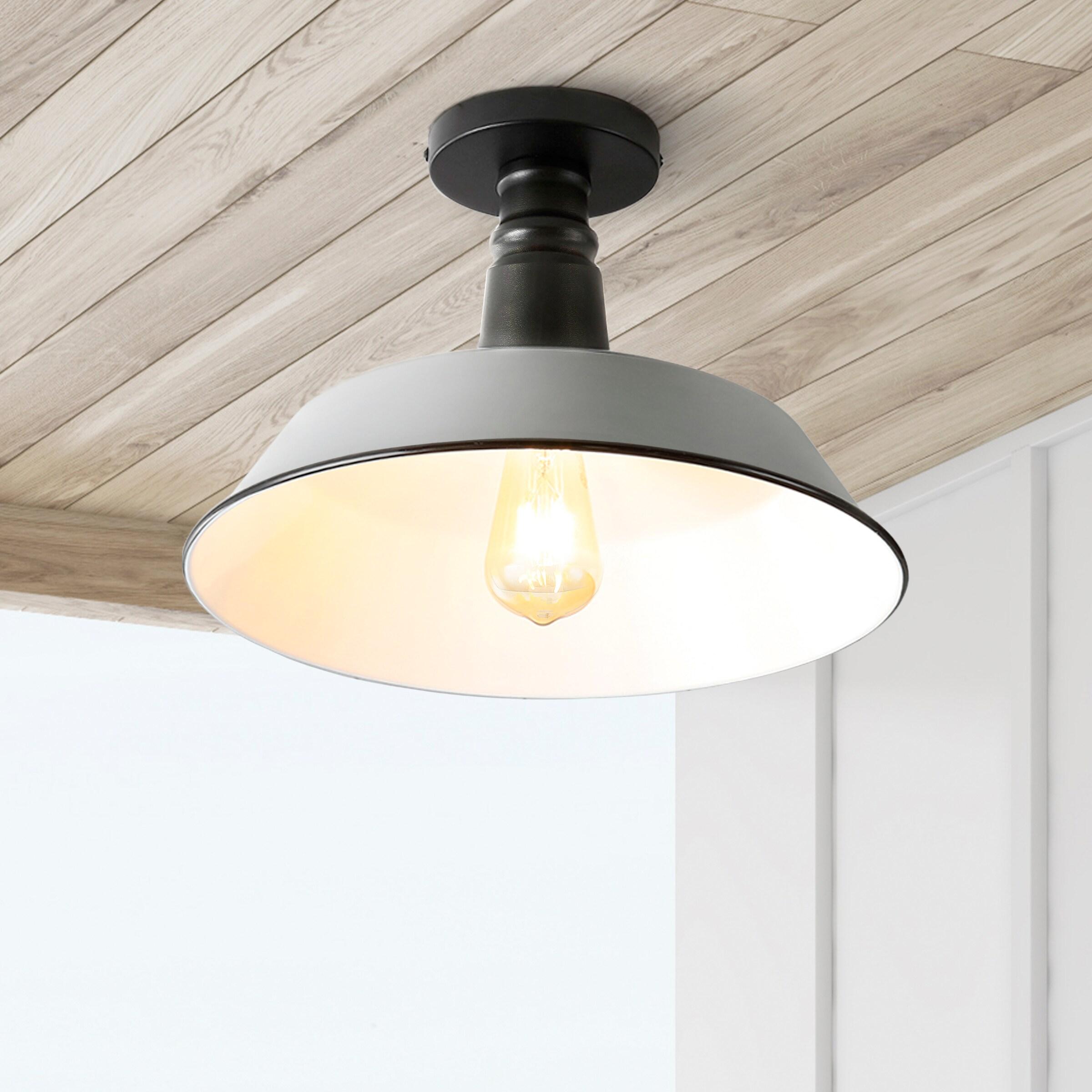 Gray and White Glass Industrial Semi Flush Mount Light