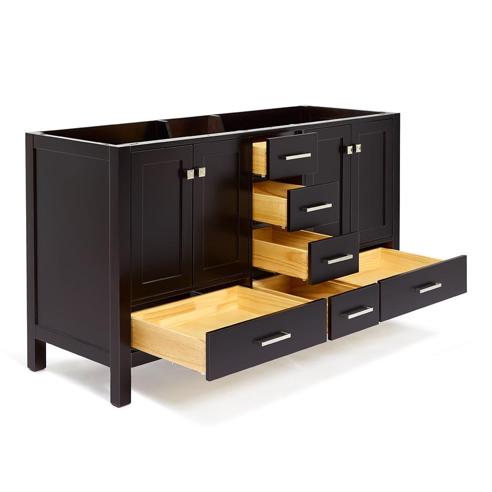 Ariel A061d-Bc Cambridge 60" Double Free Standing Vanity Cabinet Only - Brown