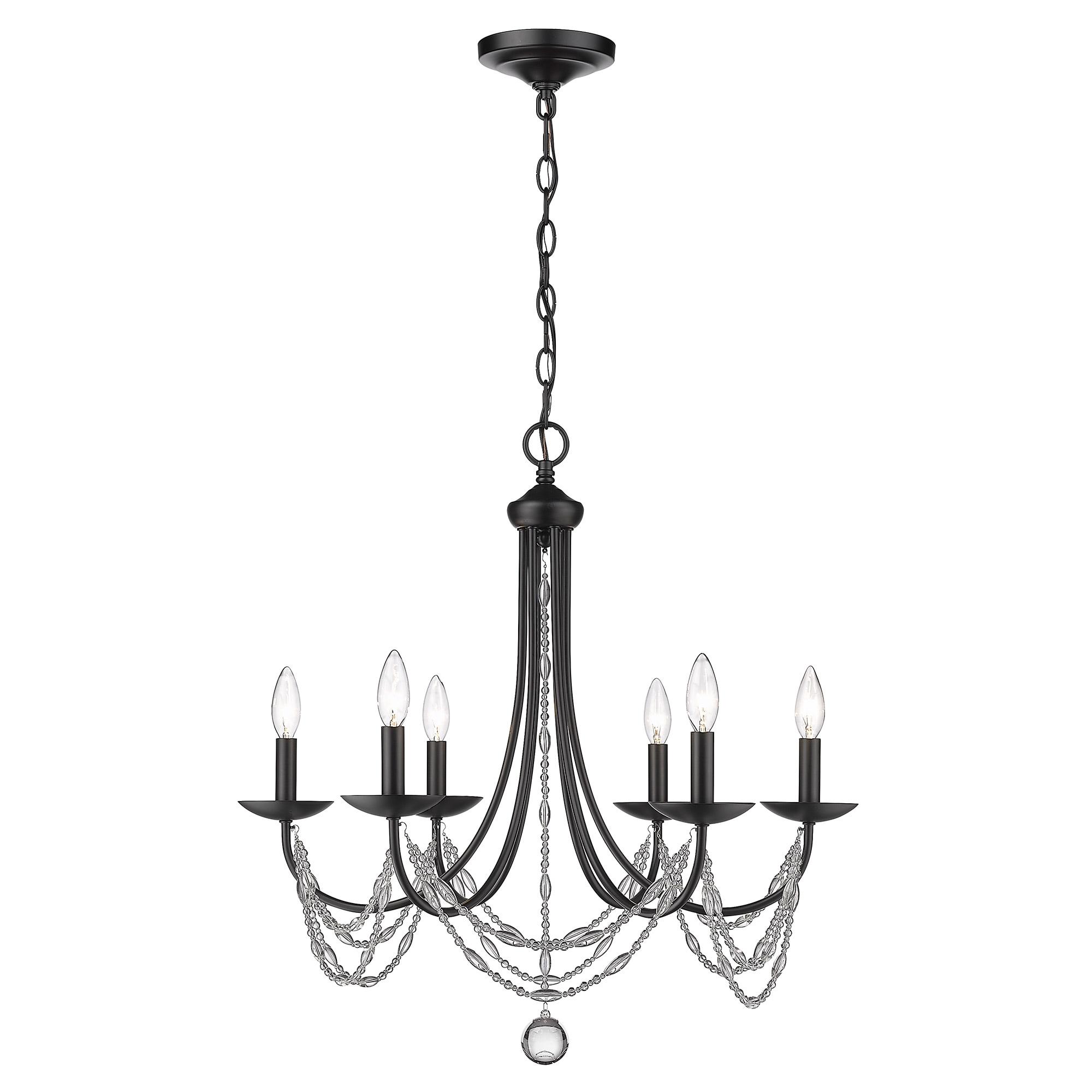 Golden Lighting Mirabella 6-Light Chandelier in Matte Black
