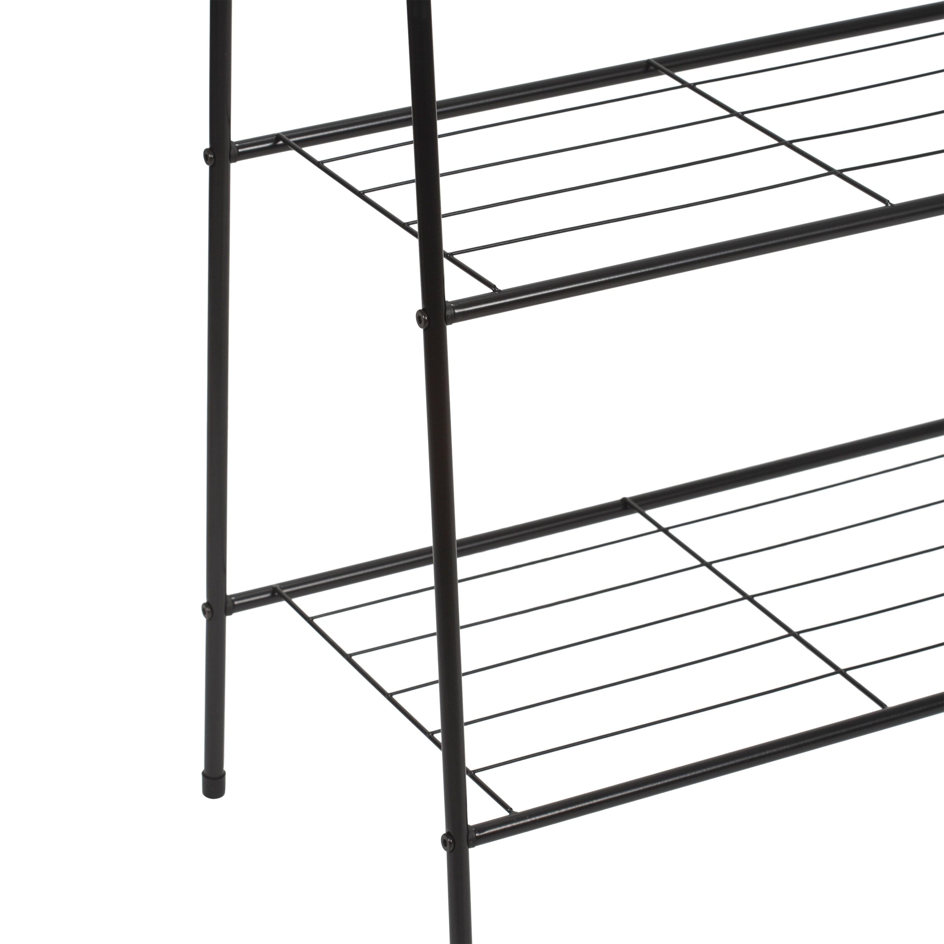 Organize It All Clothing Garment Rack with 2 Shelves and 2 Hooks Black