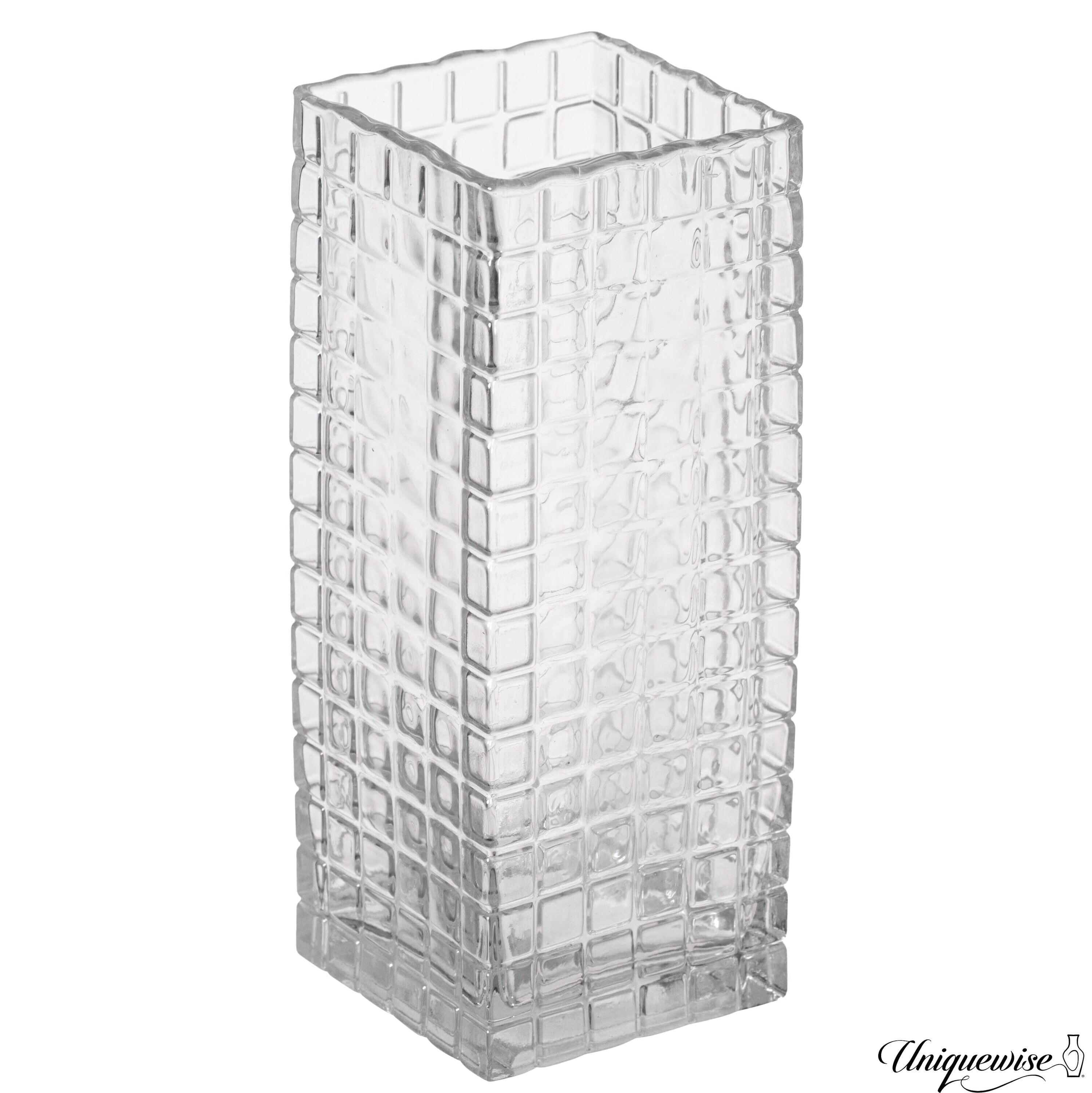 Uniquewise Set Of 10 And 12-Inch Square Frosted Gray Glass Table Vases - A Timeless Centerpiece For Dining Tables, Living Rooms, Bedrooms, Hotel Reception Areas And Conference Rooms, Ideal For Wedding Decor