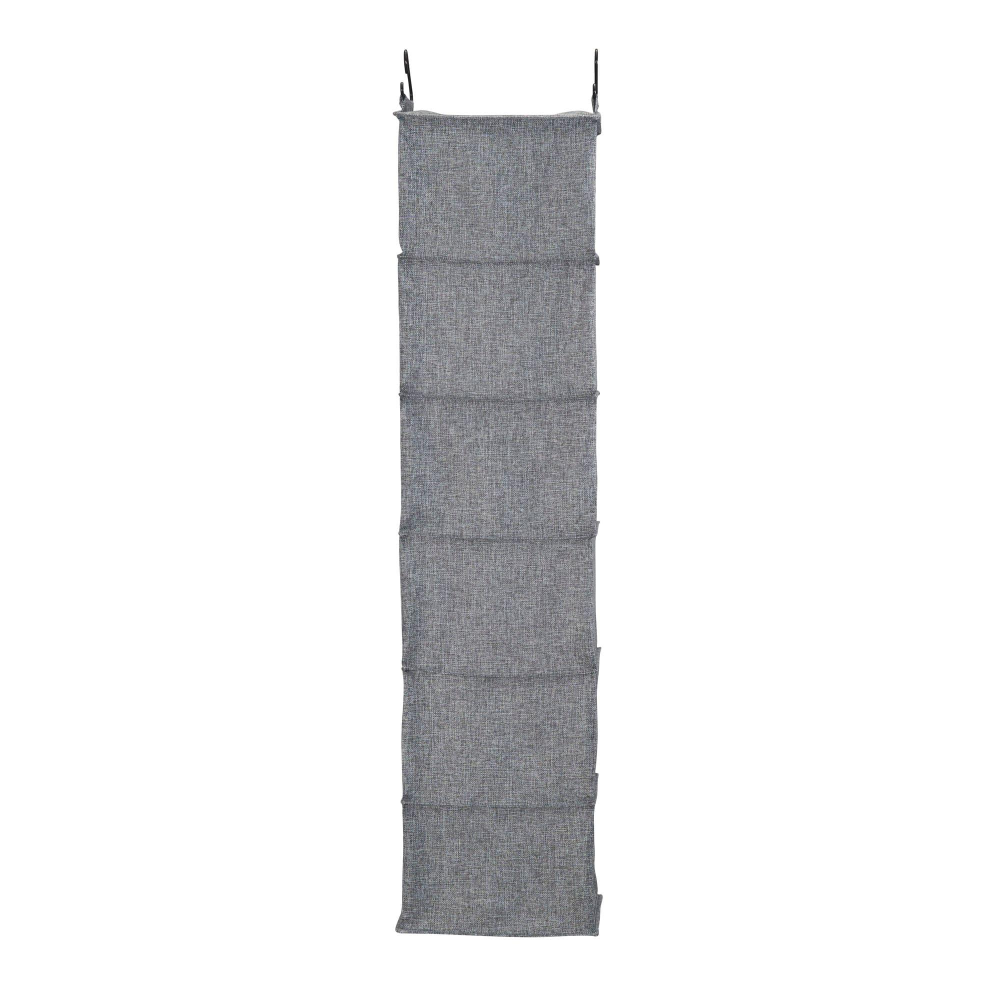 Household Essentials 6 Shelf Hanging Organizer Graphite Linen: Closet Hanging Storage, Fixed Shelves, Gray, 48" Height