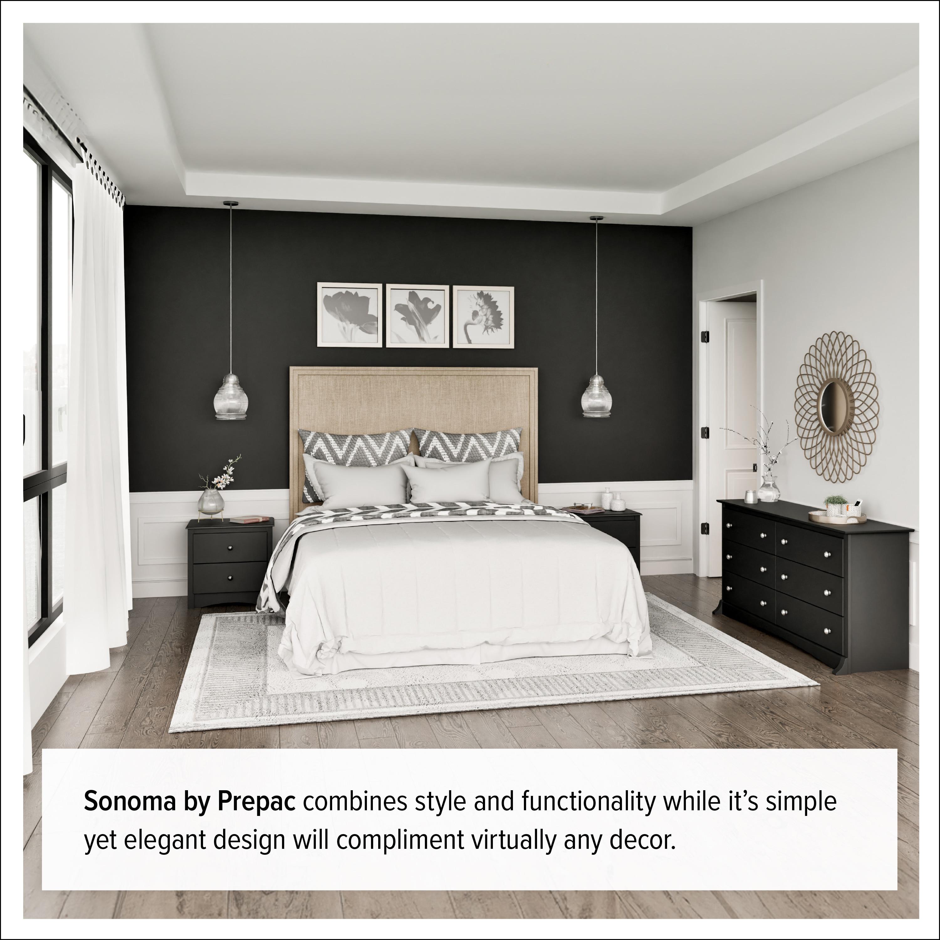 Prepac Sonoma Superior 5-Drawer Chest for Bedroom - Spacious and Stylish Chest of Drawers, Measuring 17.75"D x 31.5"W x 44.75"H, In Black Finish