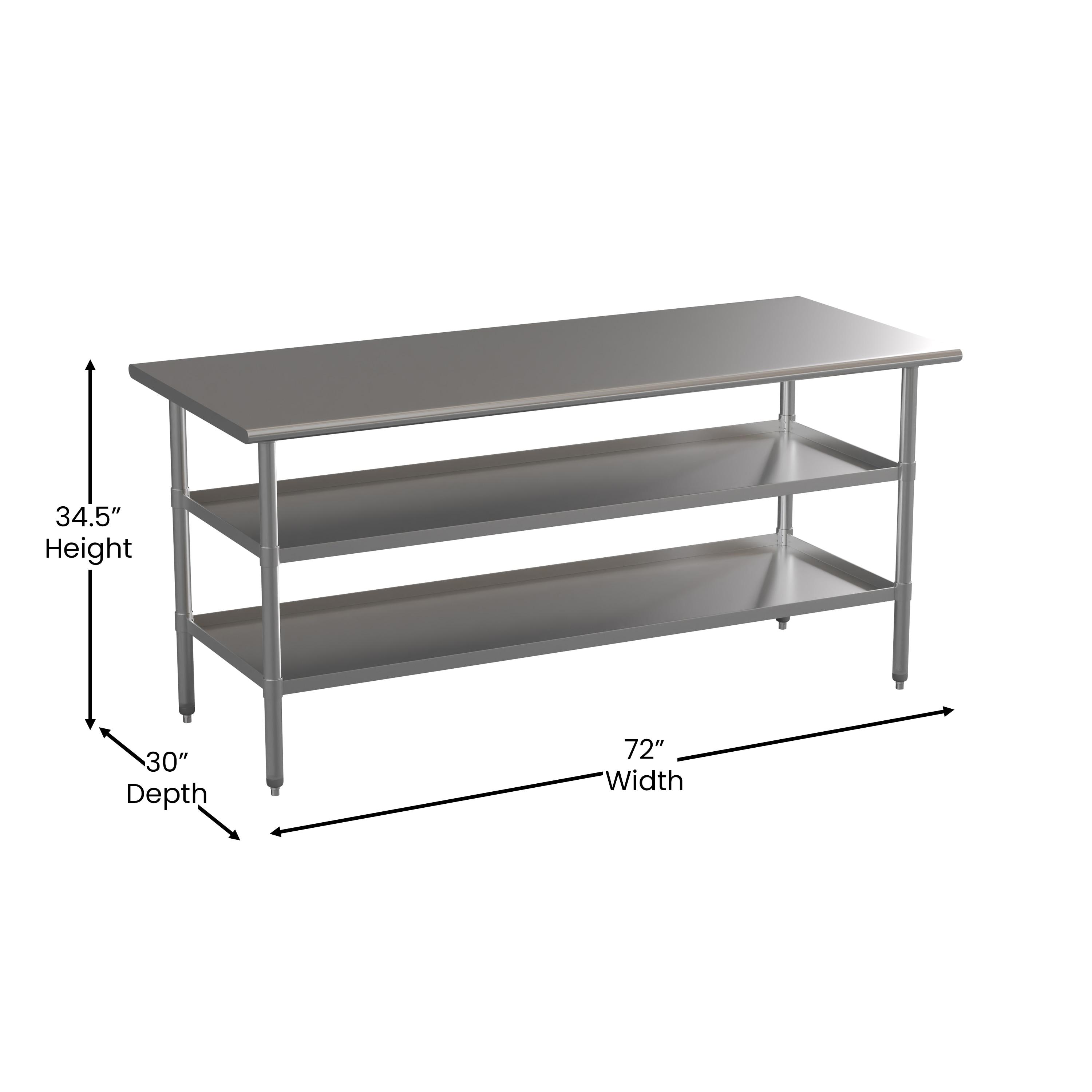 Woodford NSF Stainless Steel 18 Gauge Work Table with 2 Undershelves