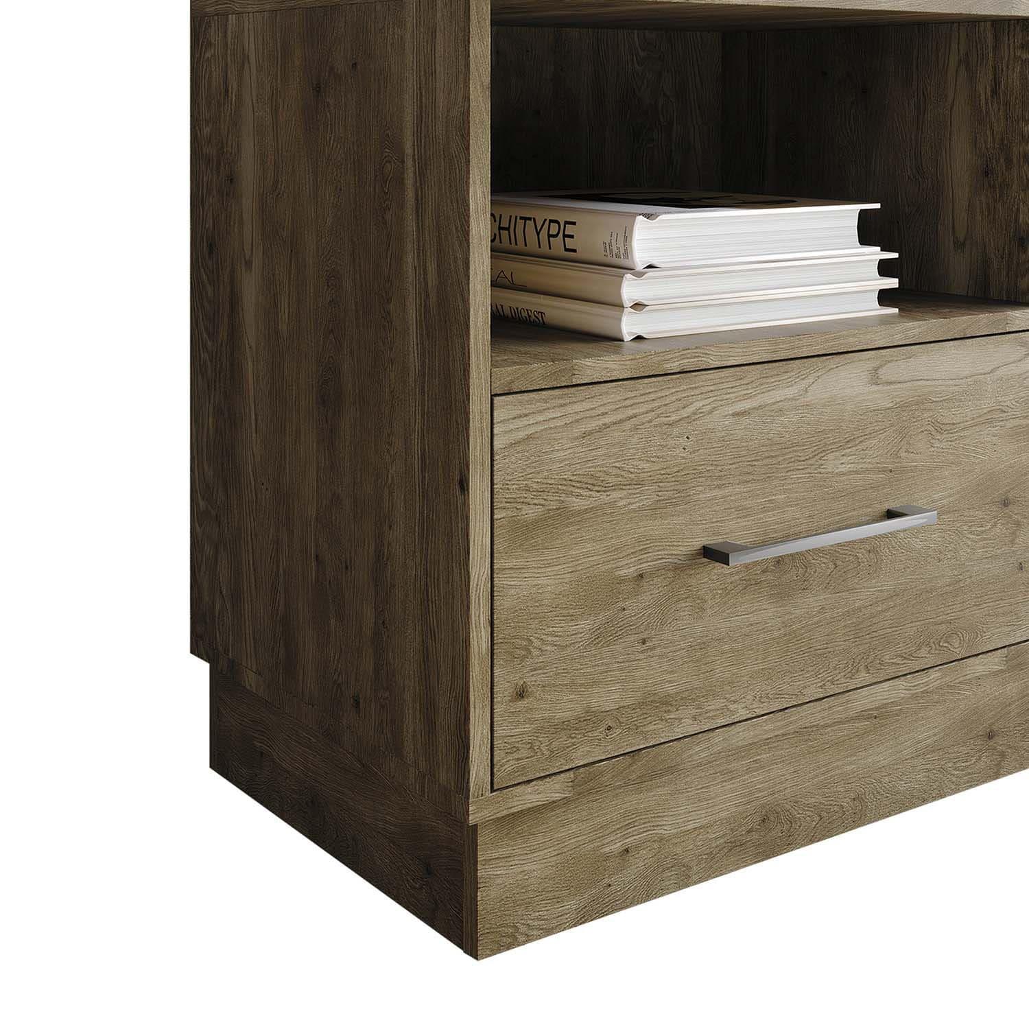 Castle Place Rustic Wood 1 Drawer Nightstand, Brown Oak