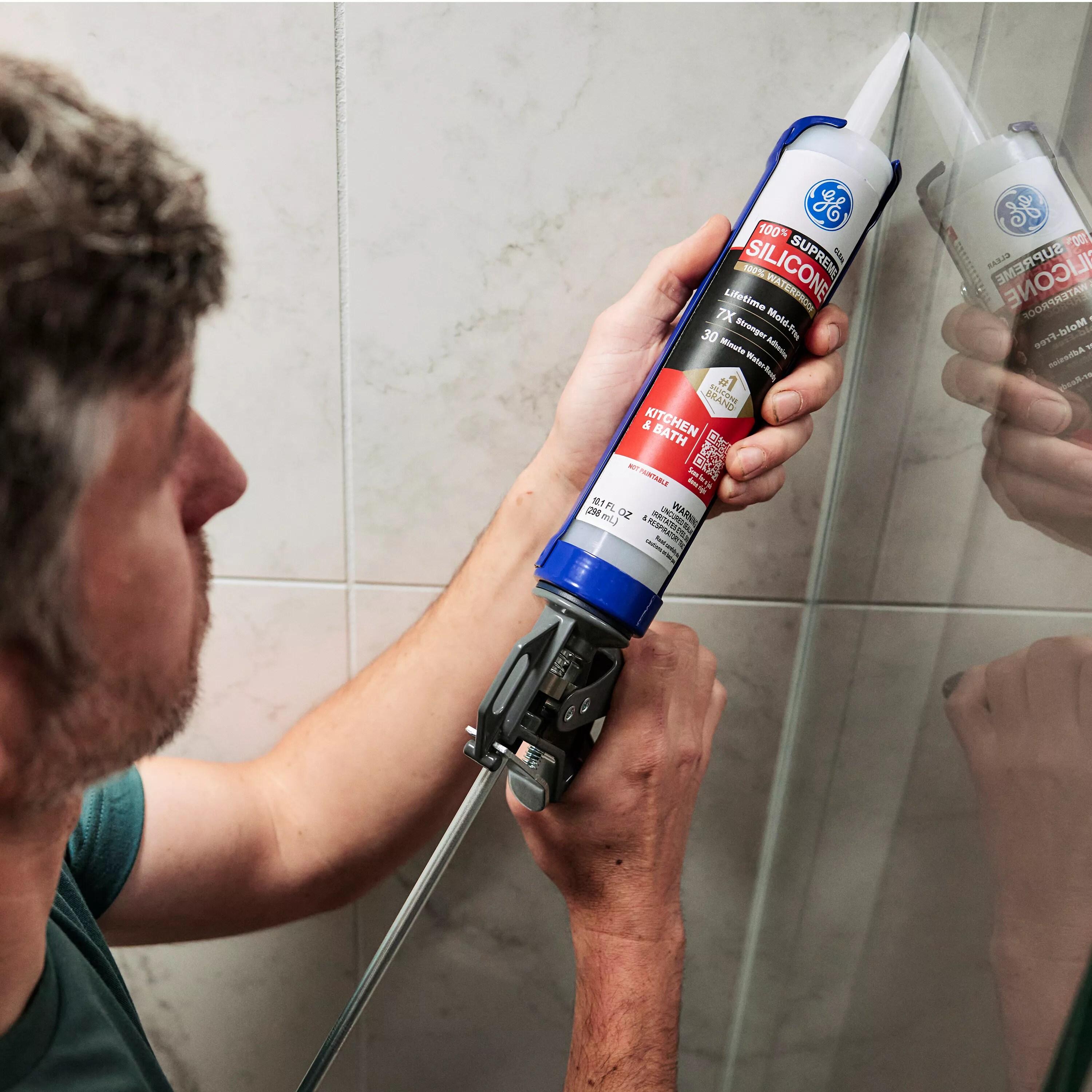 Kitchen, Bath & Plumbing Silicone Caulk, Almond, 10.1oz., Momentive, M90010