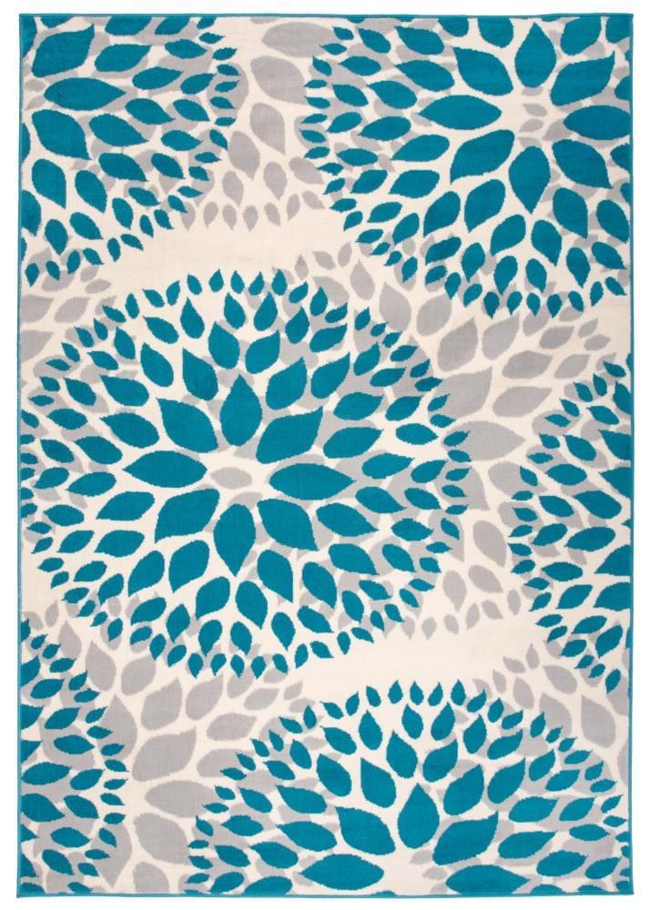 World Rug Gallery Modern Floral Circles Blue 7'6" x 9'5" Area Rug