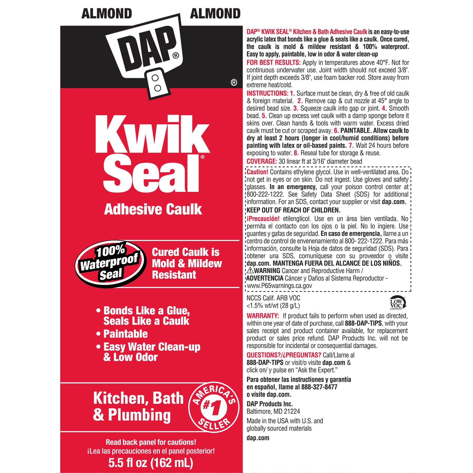 DAP Kwik-Seal 5.5 oz Almond Kitchen & Bath Caulk