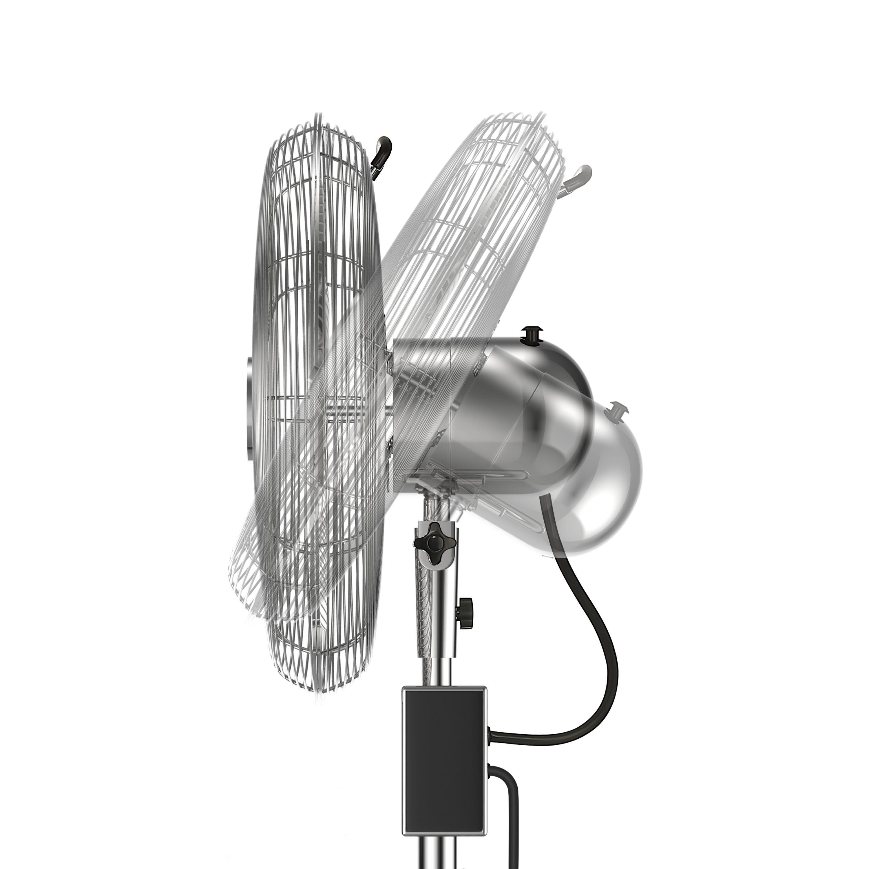 Holmes 16” Digital Oscillating Metal Stand Fan, 3 Speeds, Adjustable Height, Remote Control, Chrome