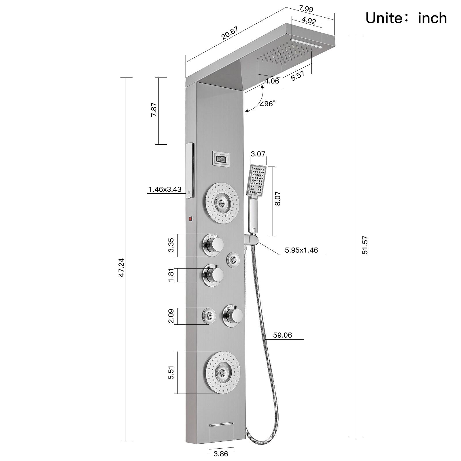 51.57'' Shower Panel with Fixed Shower Head