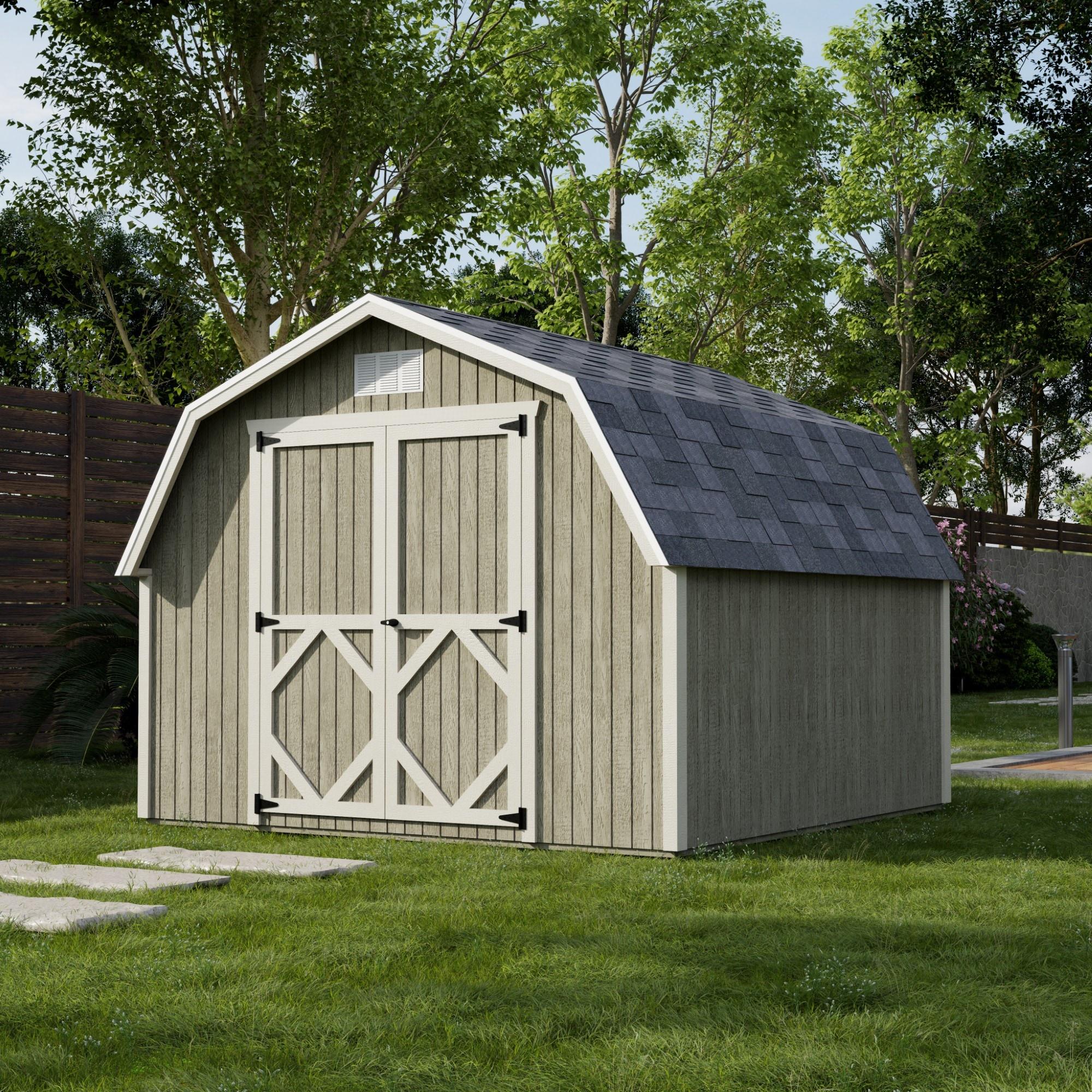 Little Cottage Co. 10x10 Classic Gambrel Barn with 4 ft. Sidewalls and Floor, Outdoor Wood Storage Shed Do-It-Yourself Precut Kit