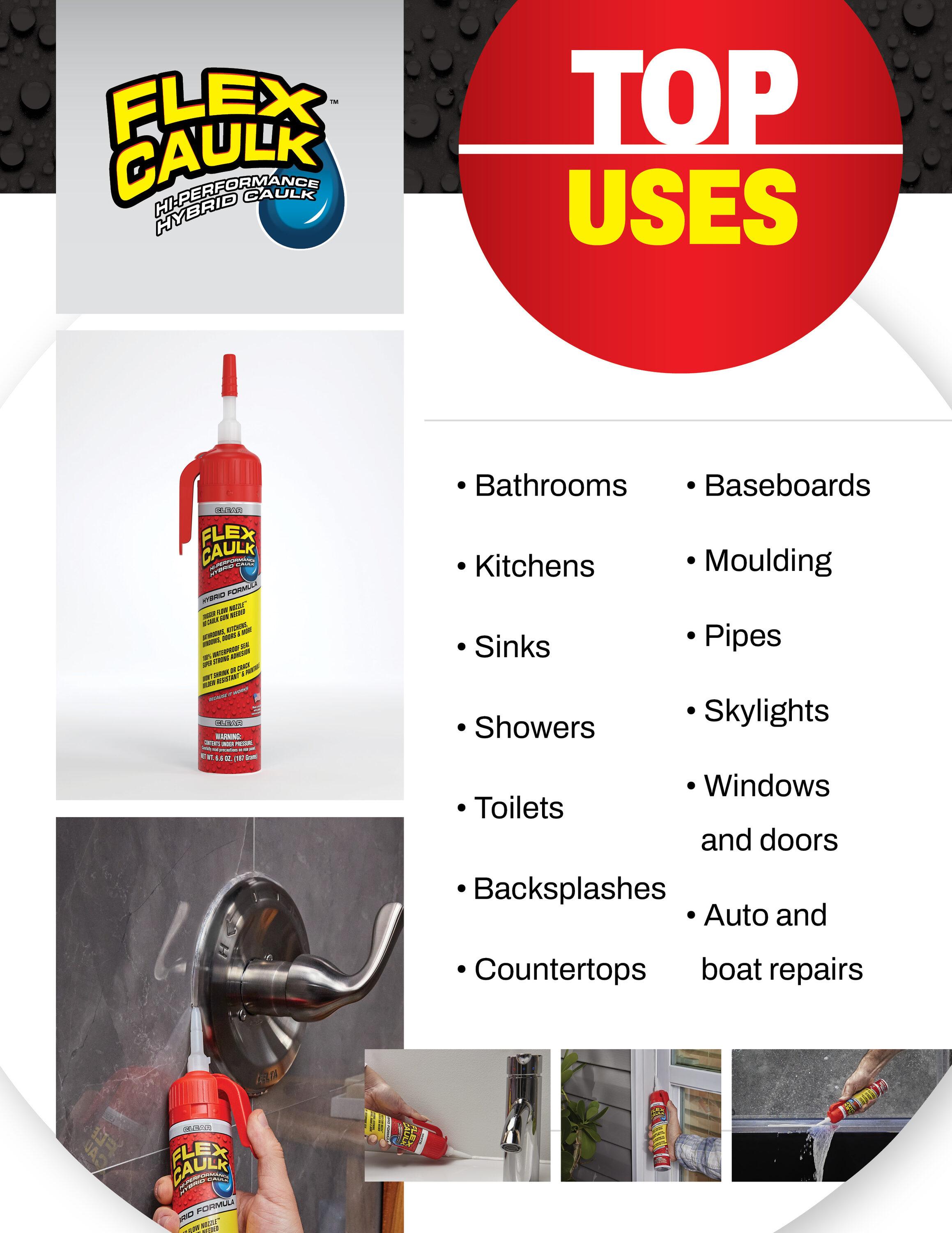 Flex Caulk All Purpose Clear 9 oz Pressurized Can, Trigger Flow Nozzle, No Caulk Gun Needed