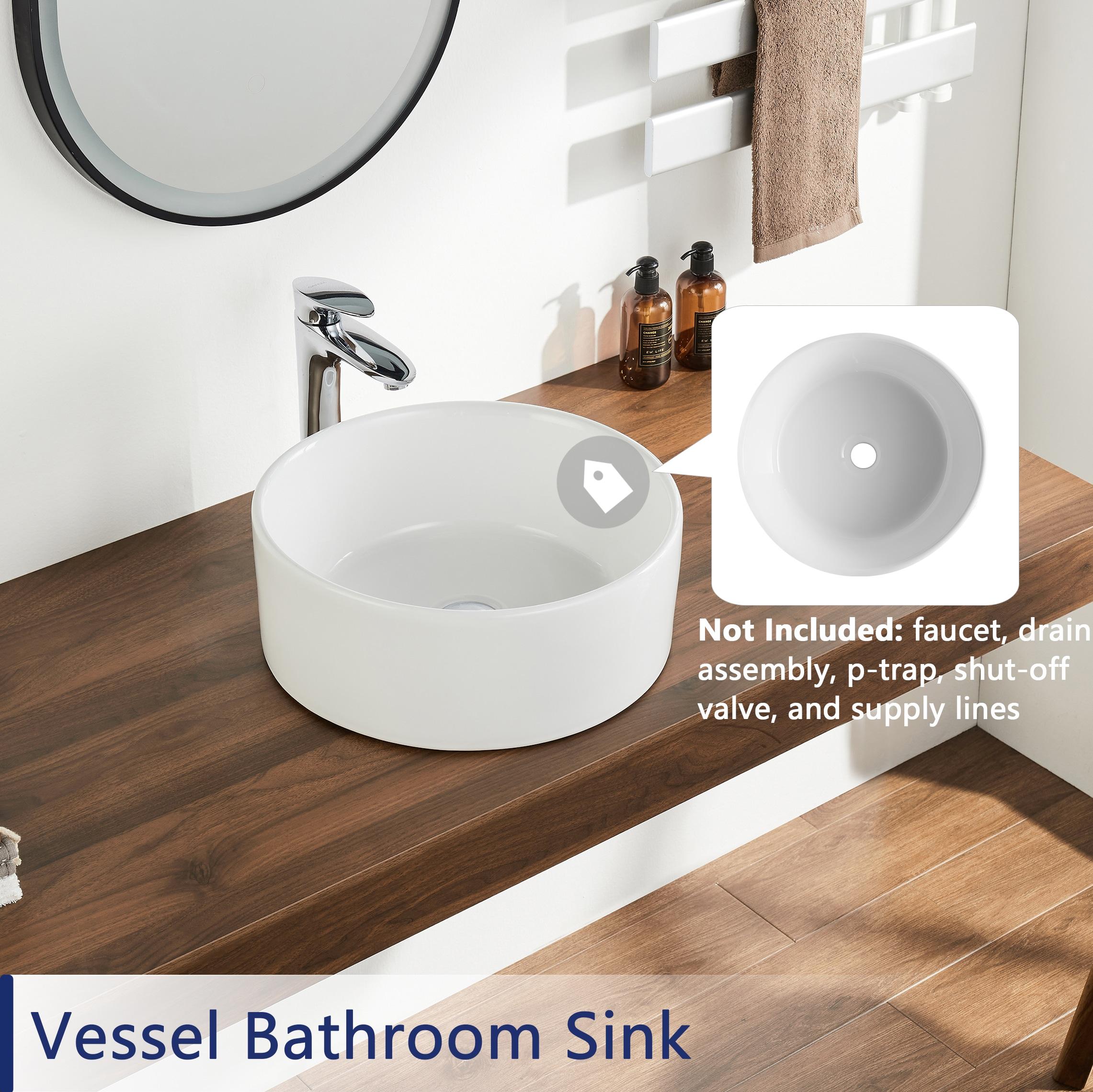 DeerValley Symmetry 16" Circular/Round White Vitreous Vessel Bathroom Sink