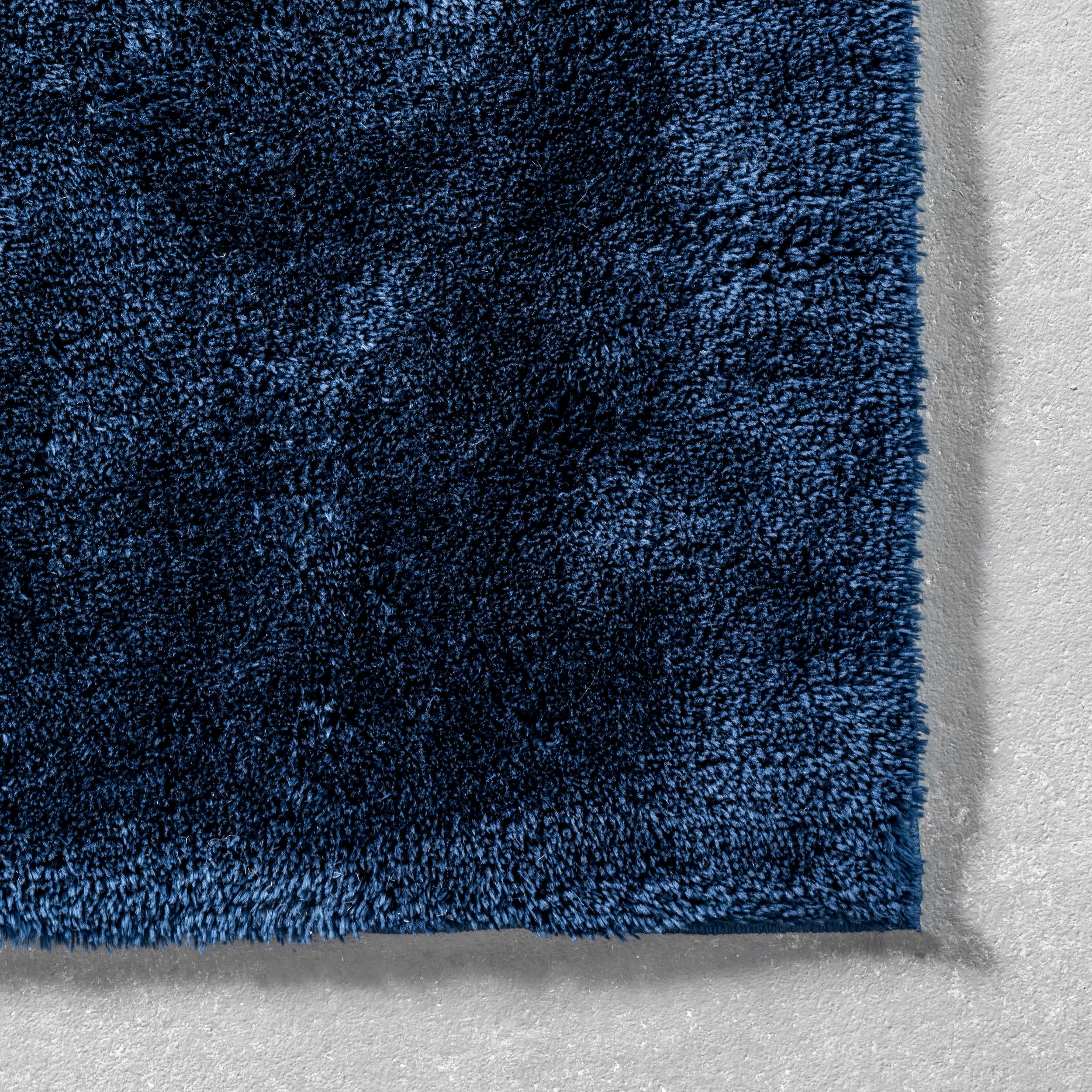 Nuloom Loni Cozy Plush Solid Pet Friendly Premium Machine Washable Shag Area Rug, 4' x 6', Navy
