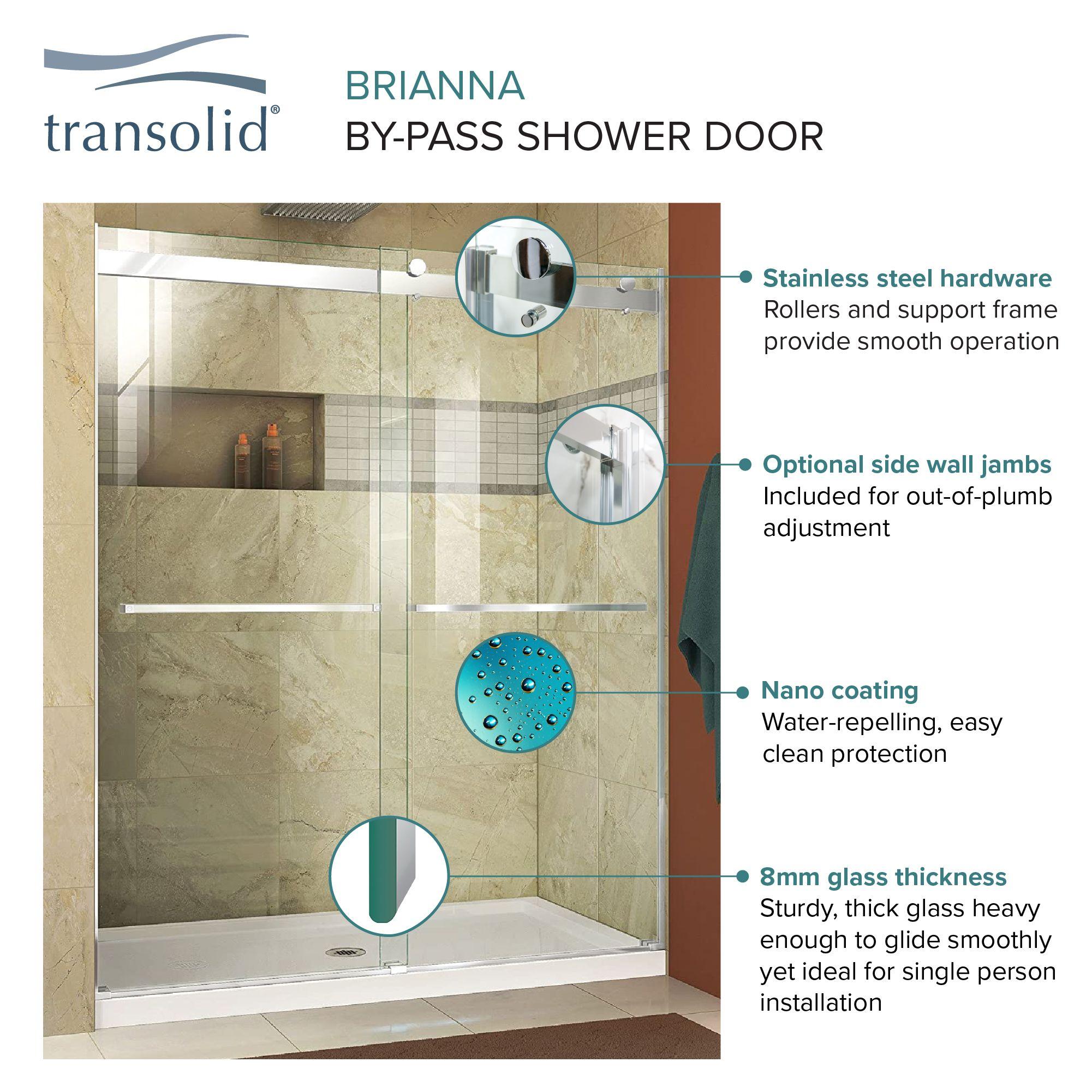 56" W x 70" H Bypass Frameless Shower Door with TruMotion Technology