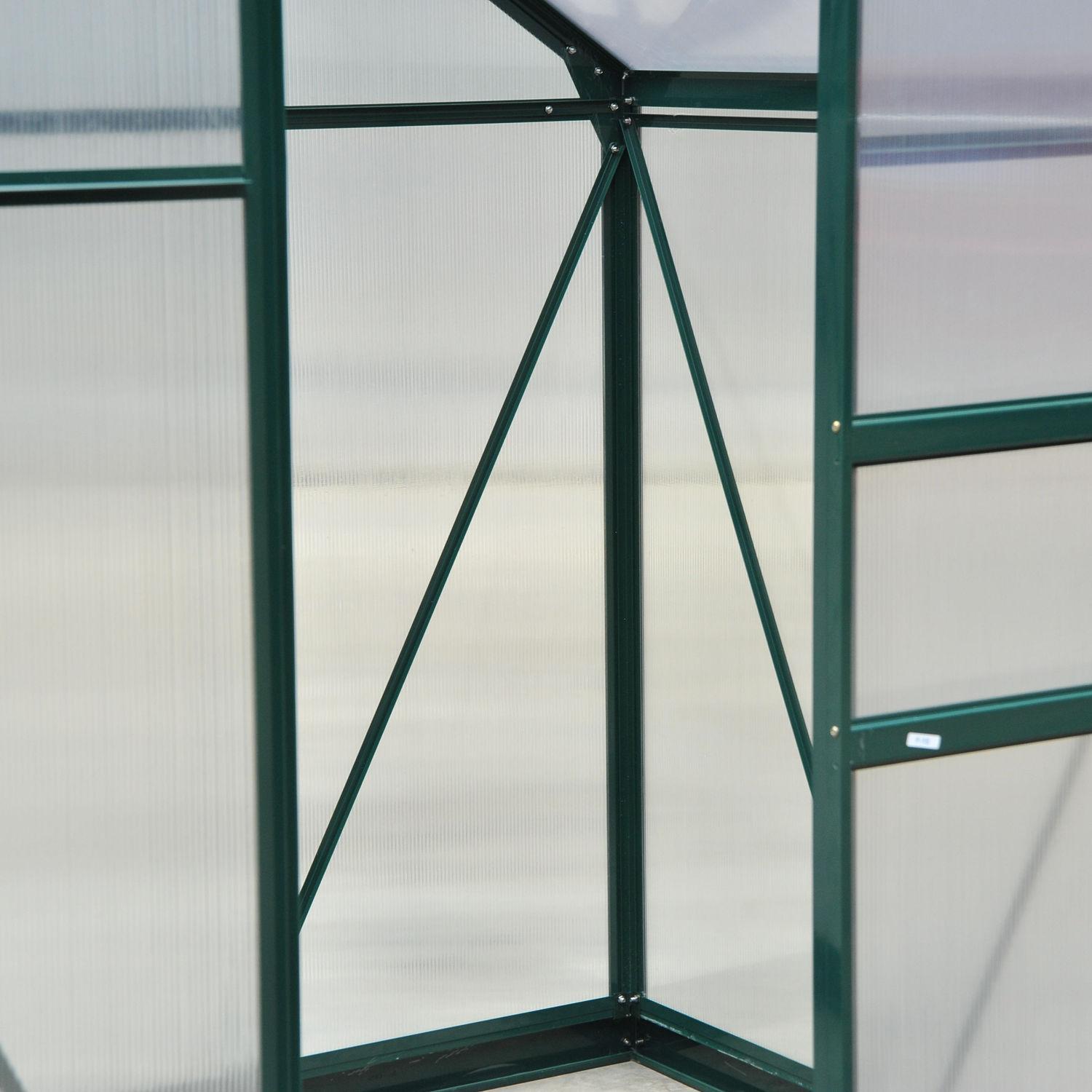 Outsunny 6' x 4' x 7' Polycarbonate Greenhouse, Heavy Duty Outdoor Aluminum Walk-in Green House Kit with Vent & Door for Backyard Garden, Green