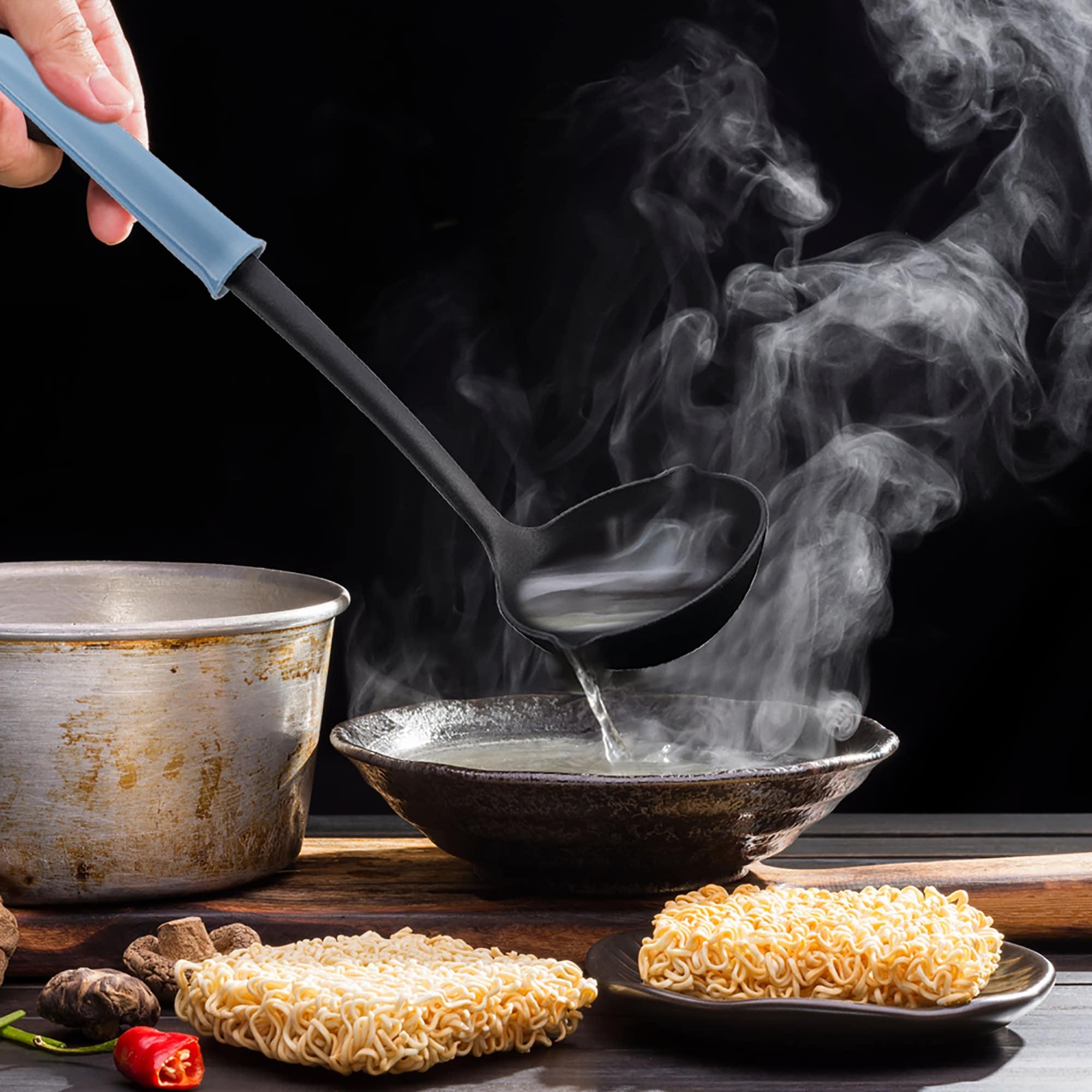 Empava Cooking Gadget Tools Set With K36 Dart Handle, Crock Sets With 5 Pcs Kitchen Utensil With Spoon Rest, Ladle, Spaghetti Spoon, Slotted Turner, Solid Spoon, Slotted Spoon