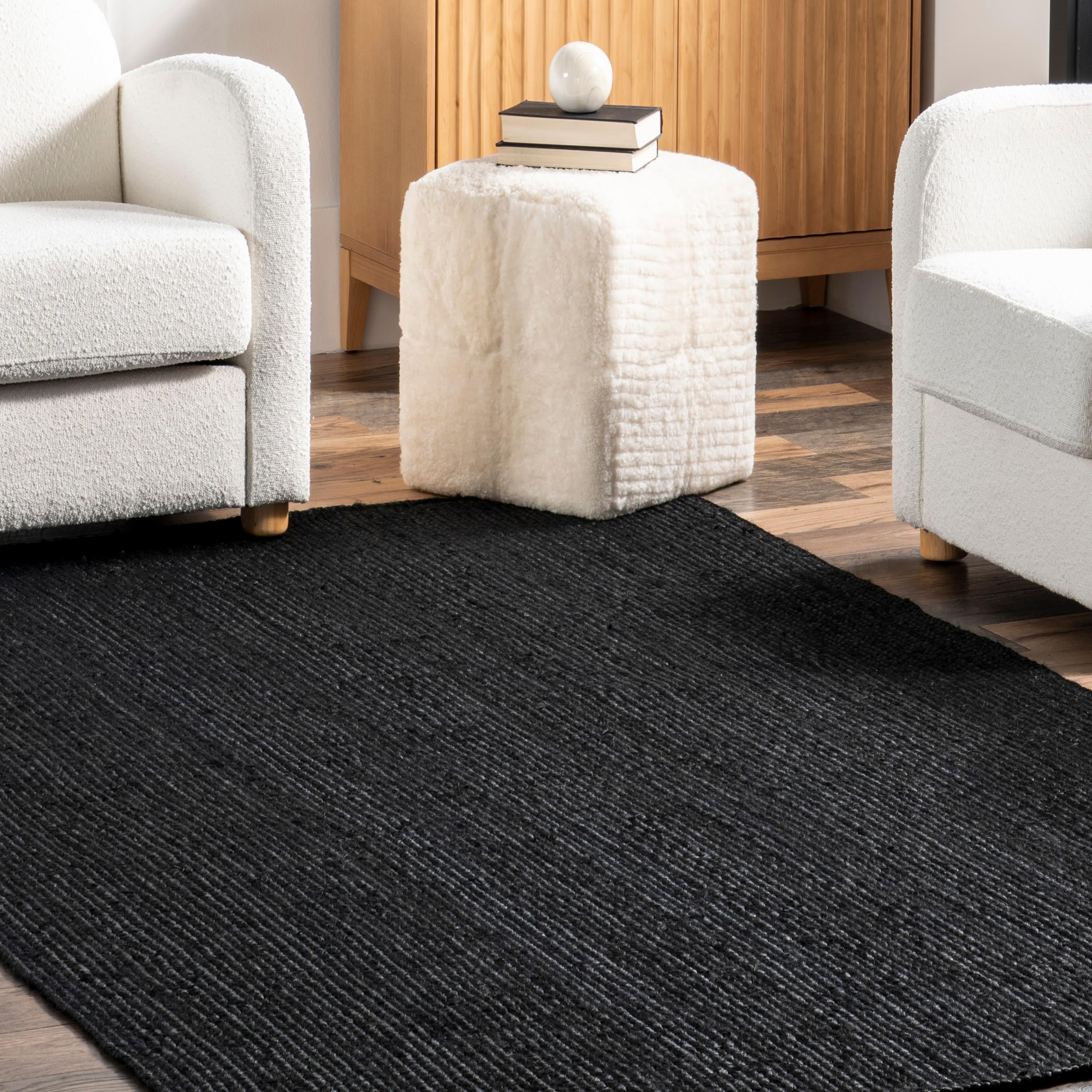 nuLOOM Rigo Hand Woven Jute Black 4' Farmhouse Round Rug