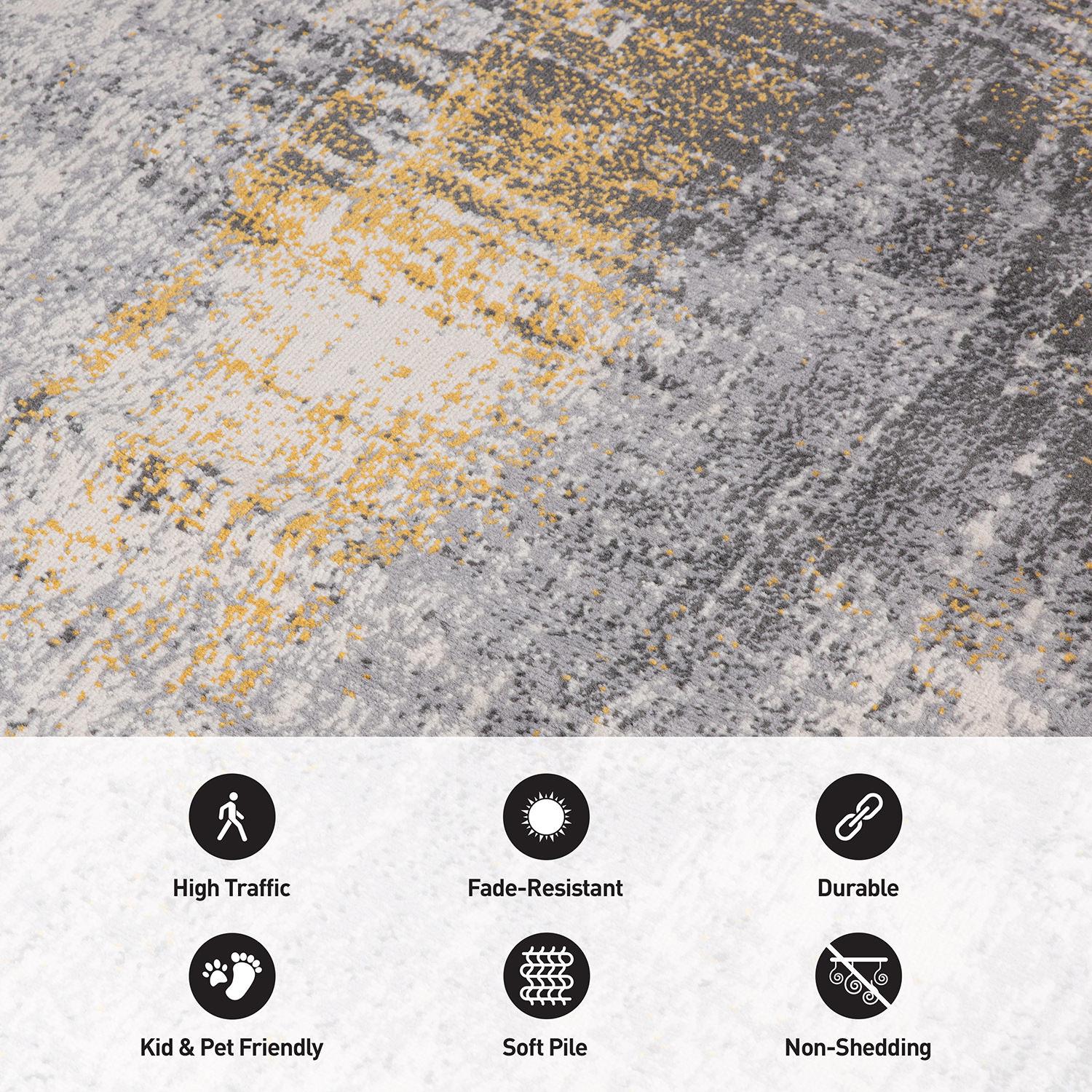 World Rug Gallery Dublin Contemporary Abstract Area Rug - Yellow 3'3"x5'