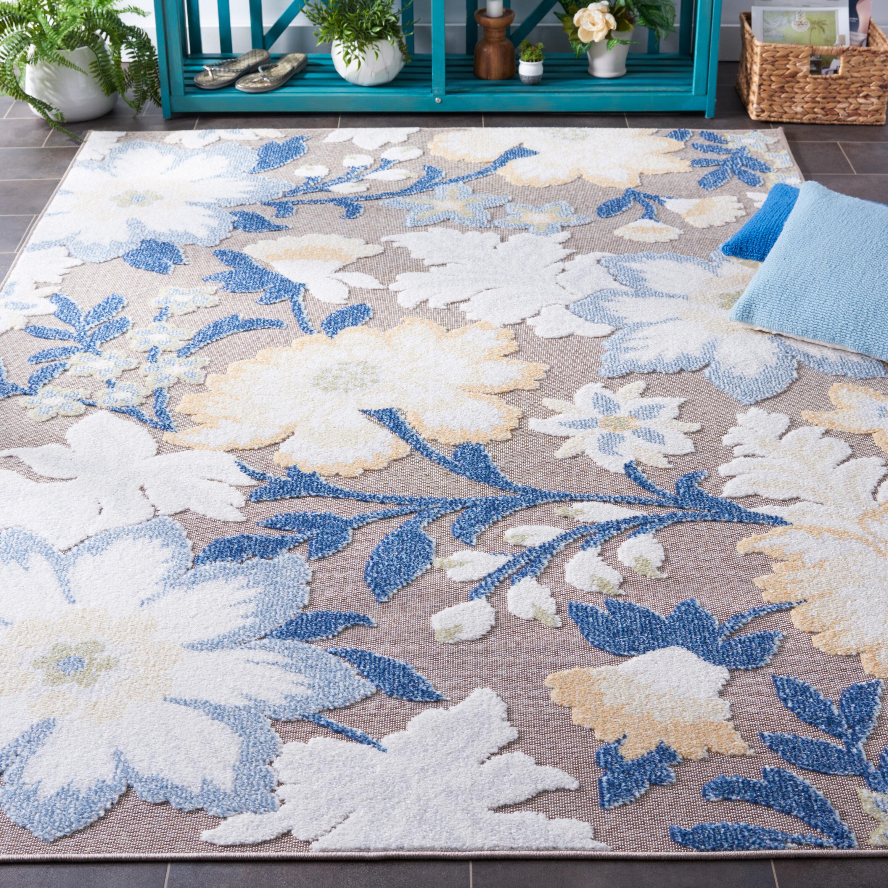 Sarasota SAR108 Power Loomed Area Rug - Navy/Brown - 5'3"x7'7" - Safavieh.