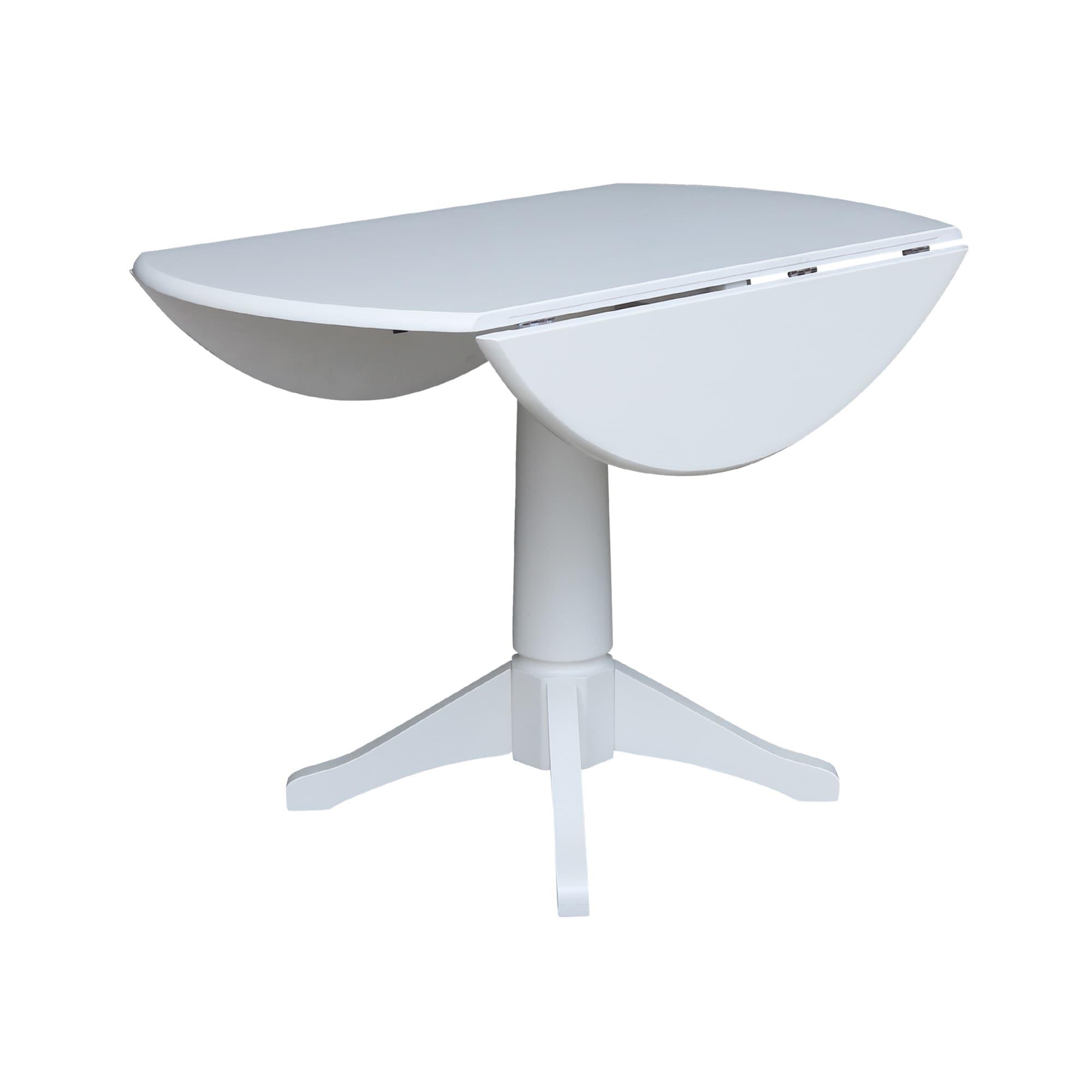 42" Nina Round Top Dual Pedestal Dining Table White - International Concepts: Modern Style, Seats 4, Wood Frame