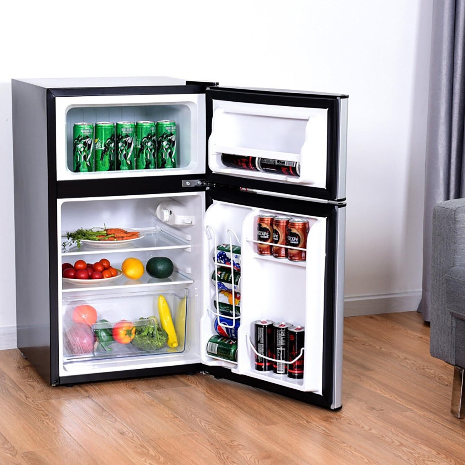 Costway Costway 3.2 Cubic Feet Portable Freestanding Mini Fridge with Freezer