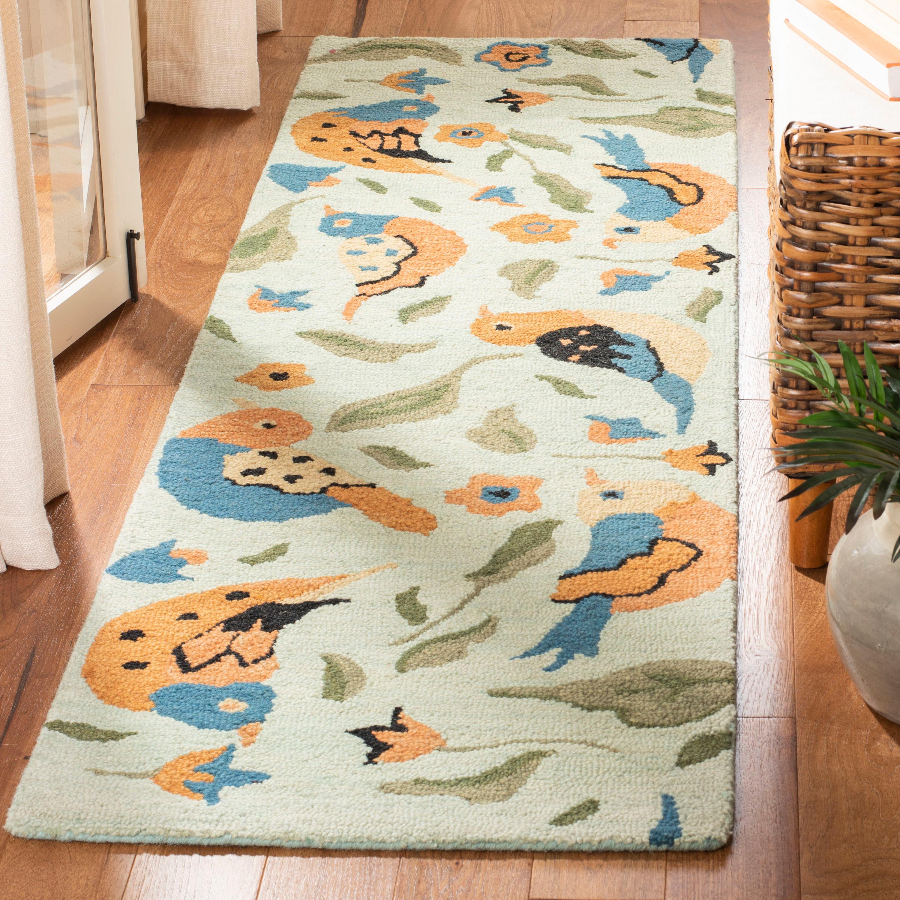 Blossom BLM676 Hand Hooked Runner Rug - Sage/Multi - 2'6"x10' - Safavieh.