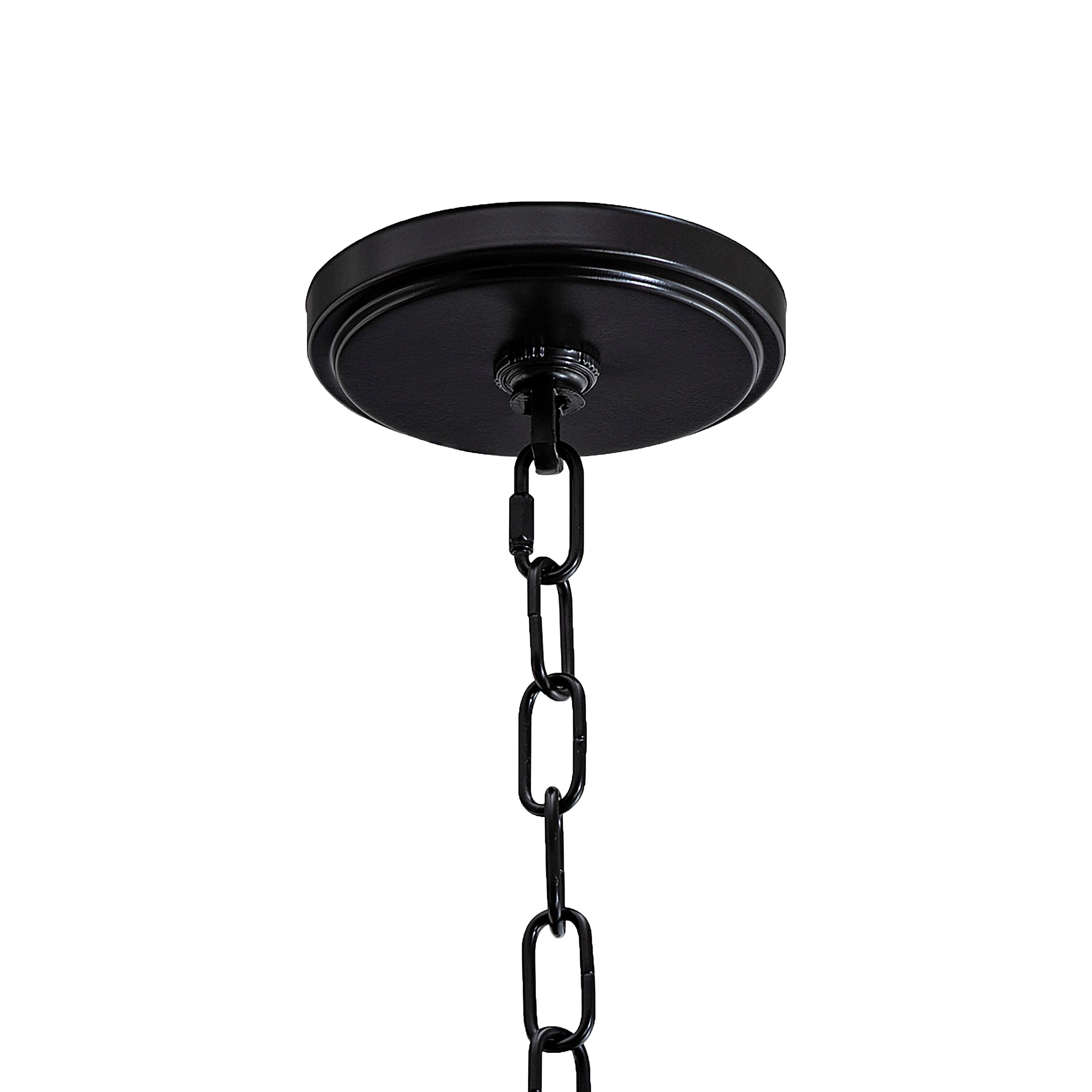 18 in. 5-Light Blackened Bronze Crystal Chandelier with Fabric Shade