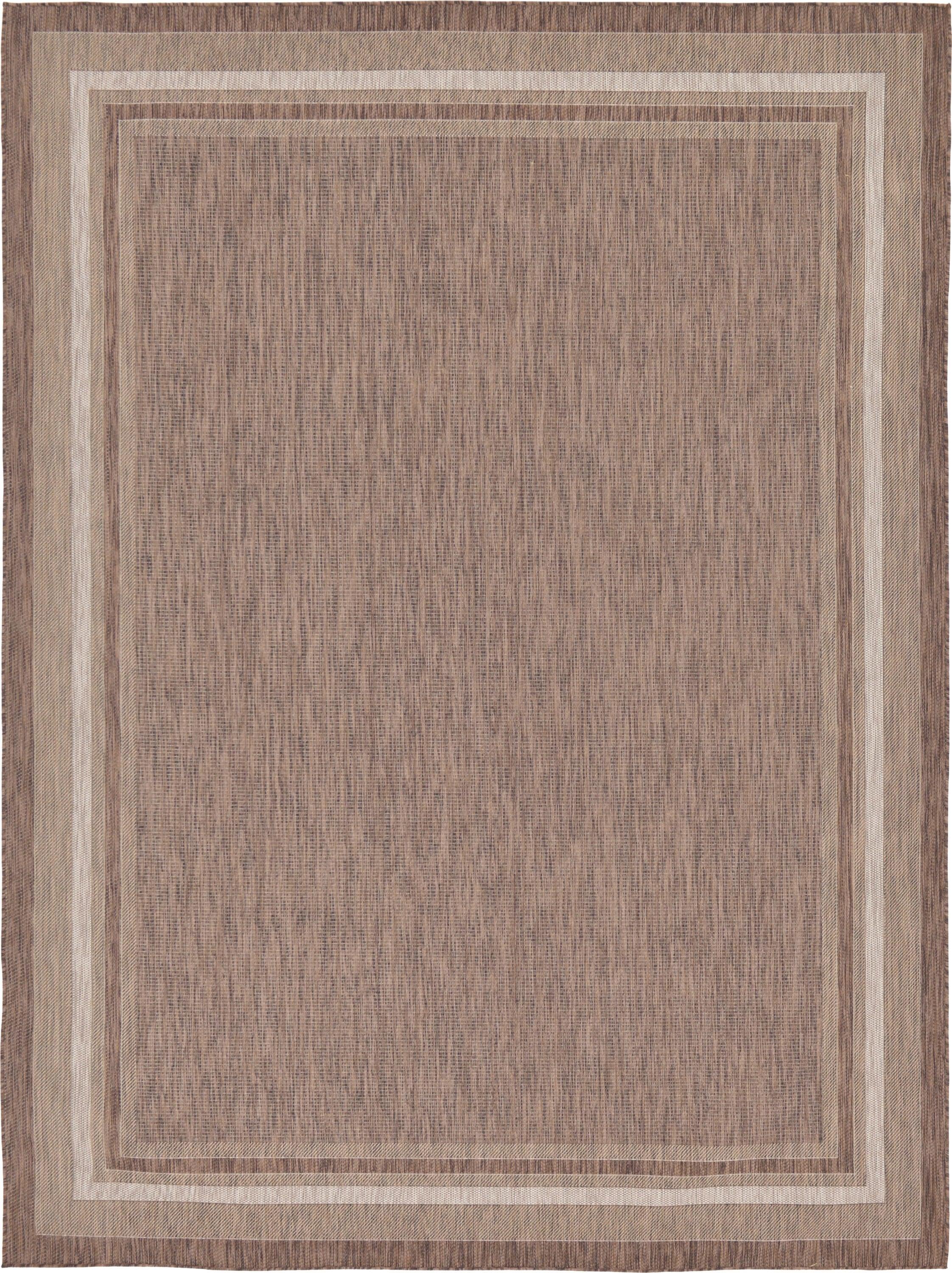 Unique Loom 9' 0 x 12' 0 Rectangle Indoor/Outdoor Border Brown Area Rug