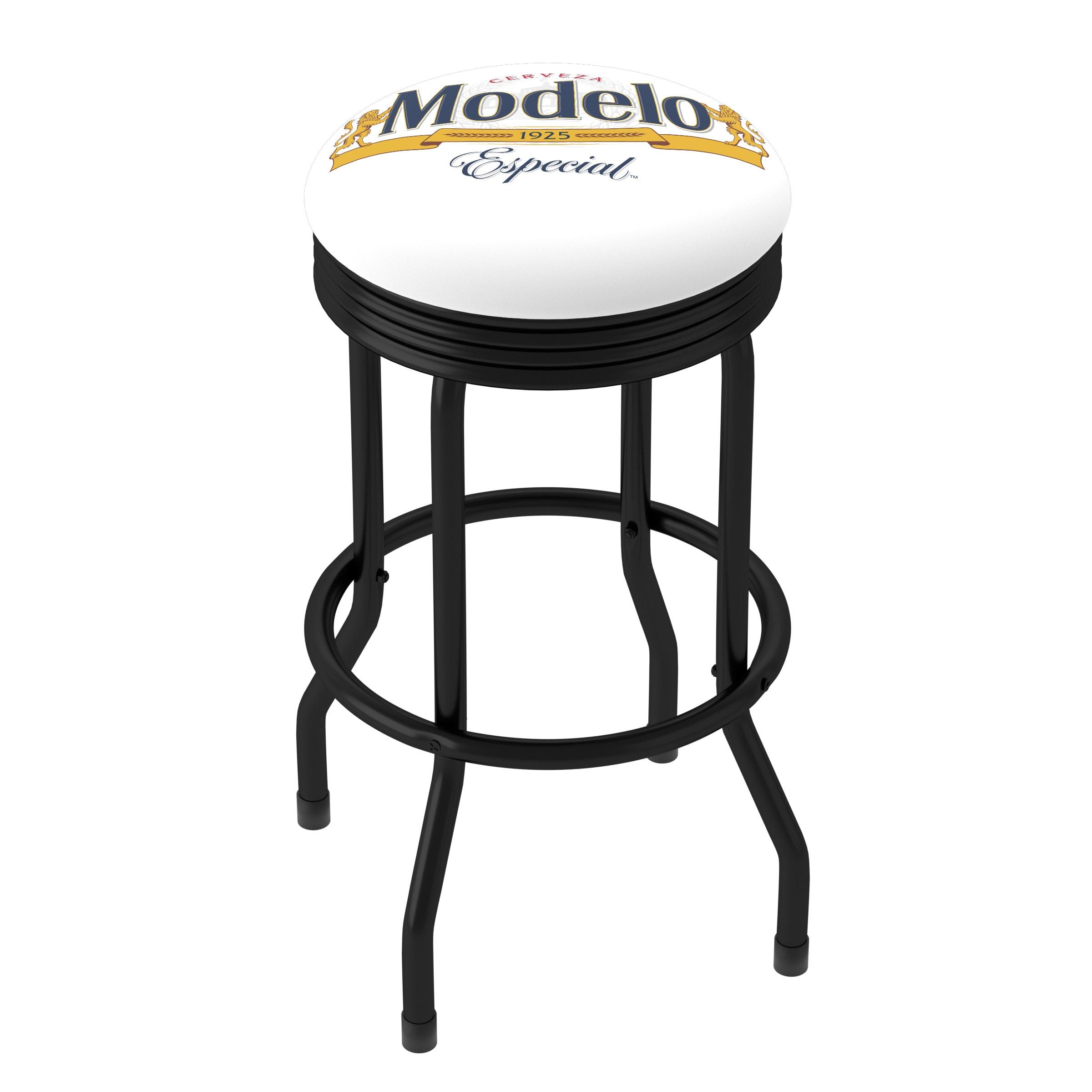 Trademark Global Modelo Swivel Upholstered Counter Stool with Metal Frame